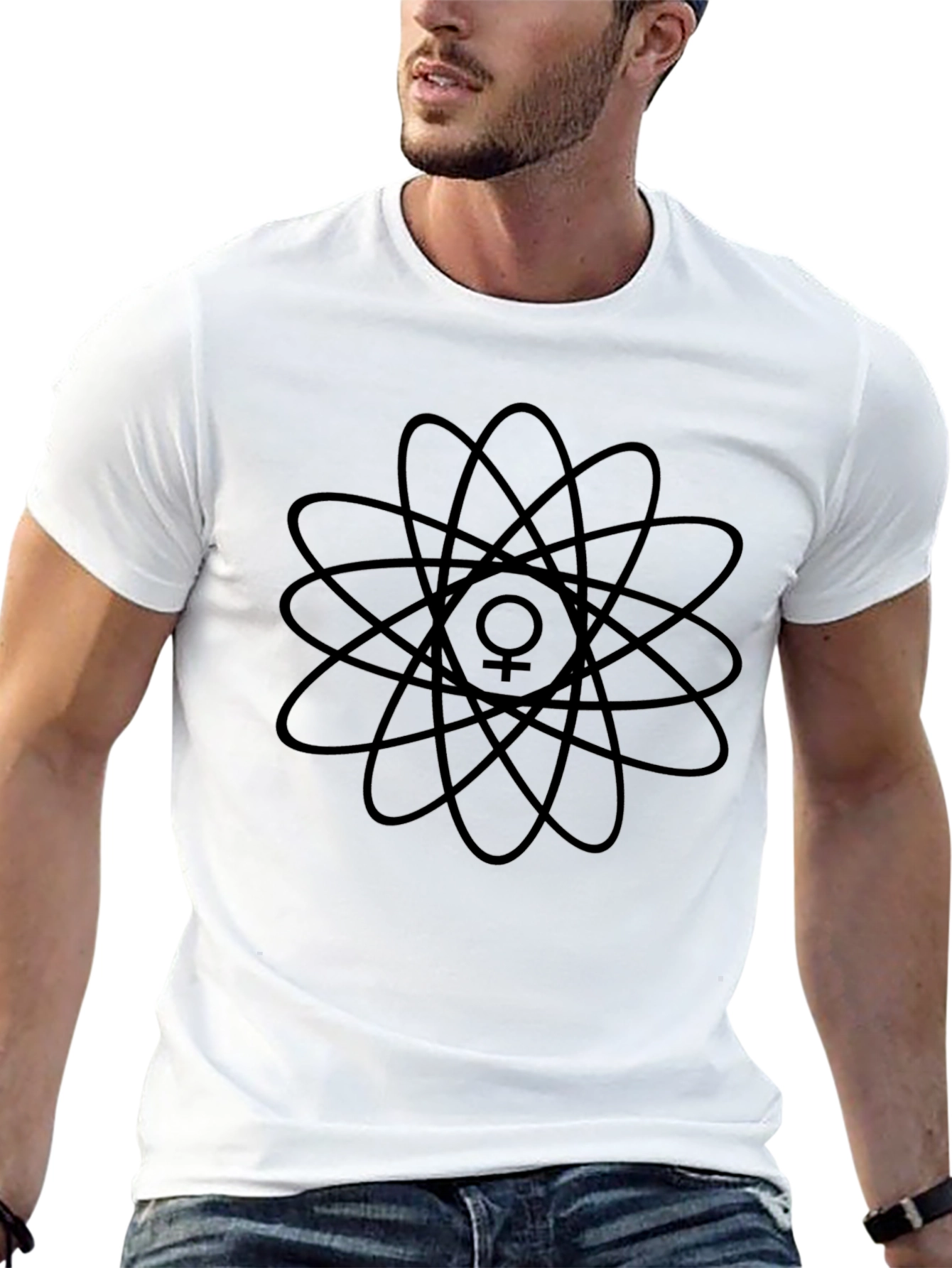 Feminist Atom Black T-Shirt - Science & Empowerment!