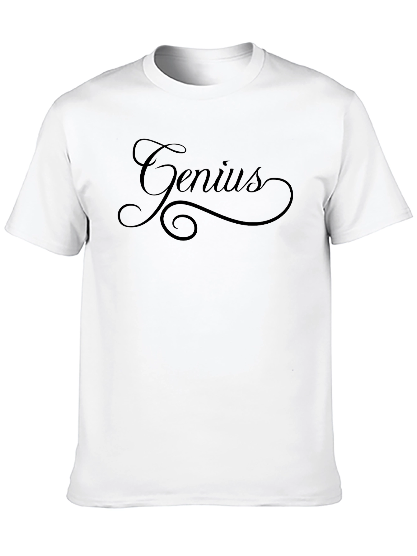 Genius Script Black T-Shirt - Classic Crew Neck Tee