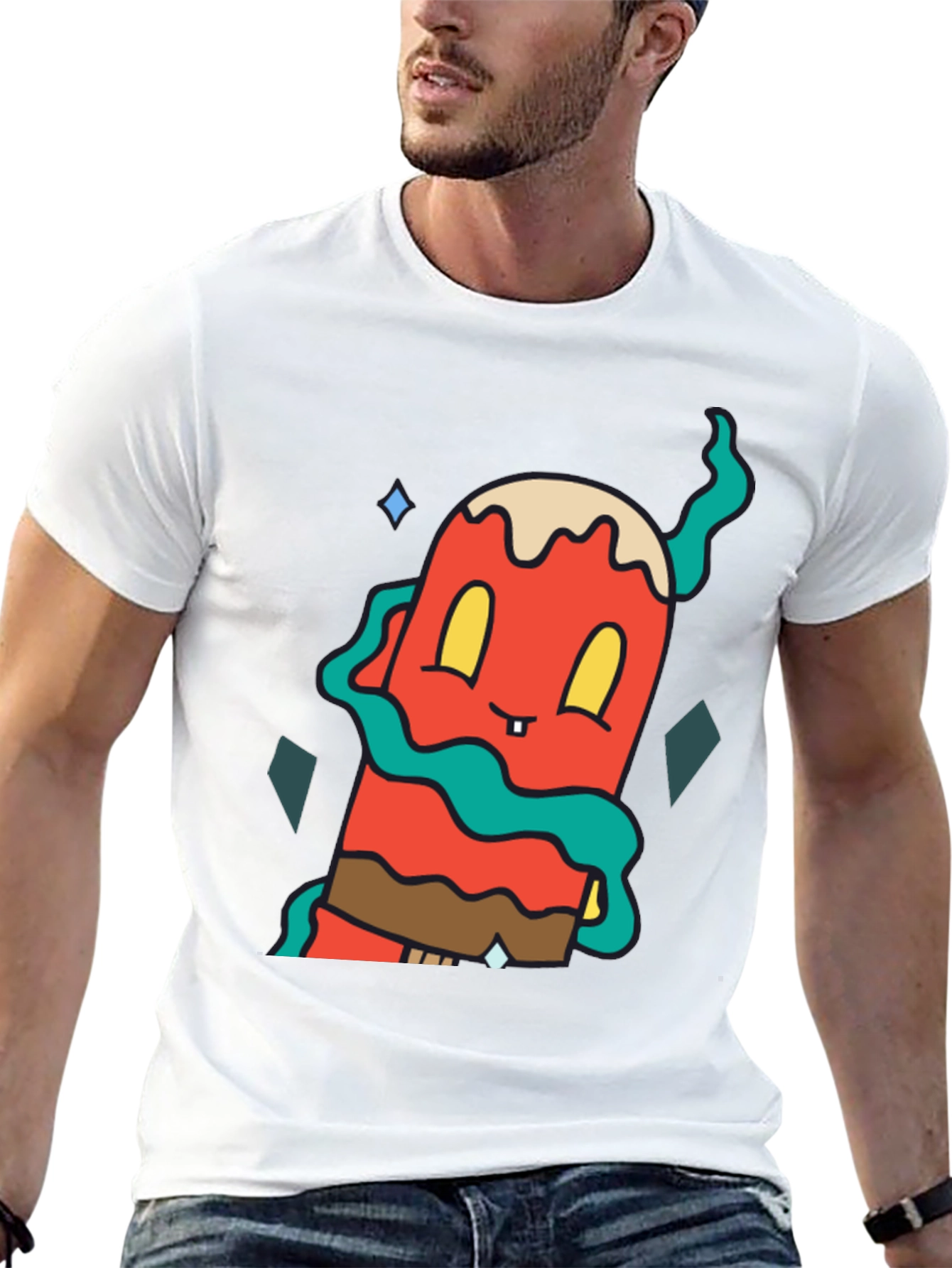 Funky Cartoon Character Black T-Shirt