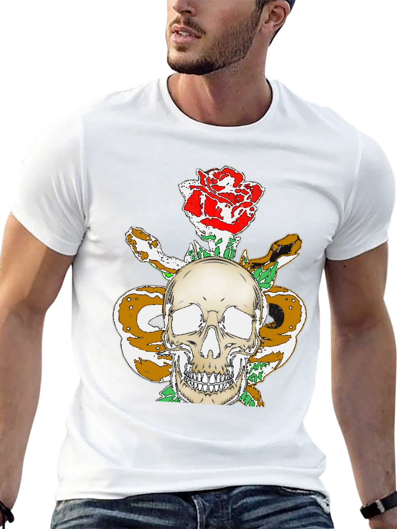 Skull Rose & Snake Graphic Tee