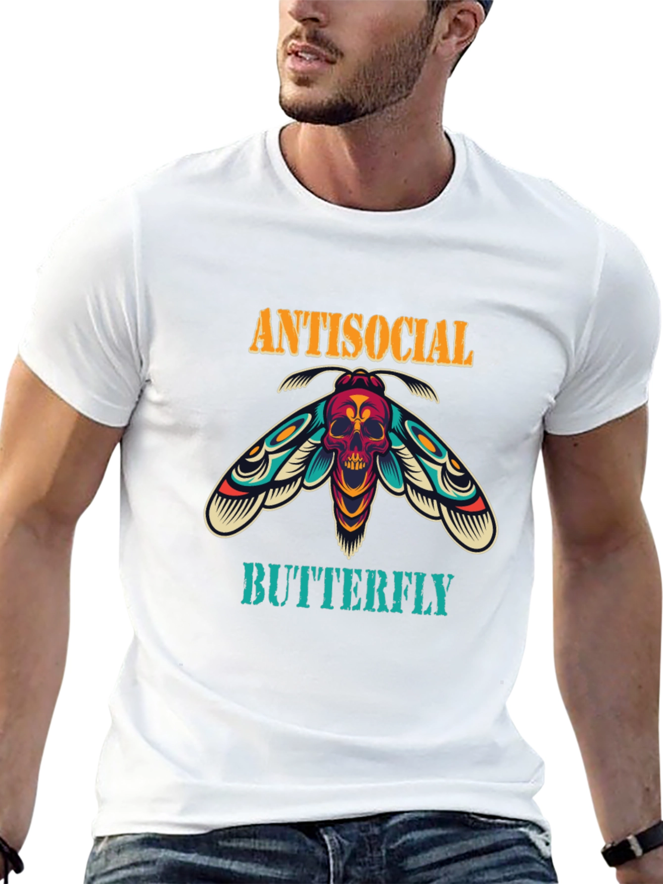 Antisocial Butterfly Graphic Print Black T-Shirt
