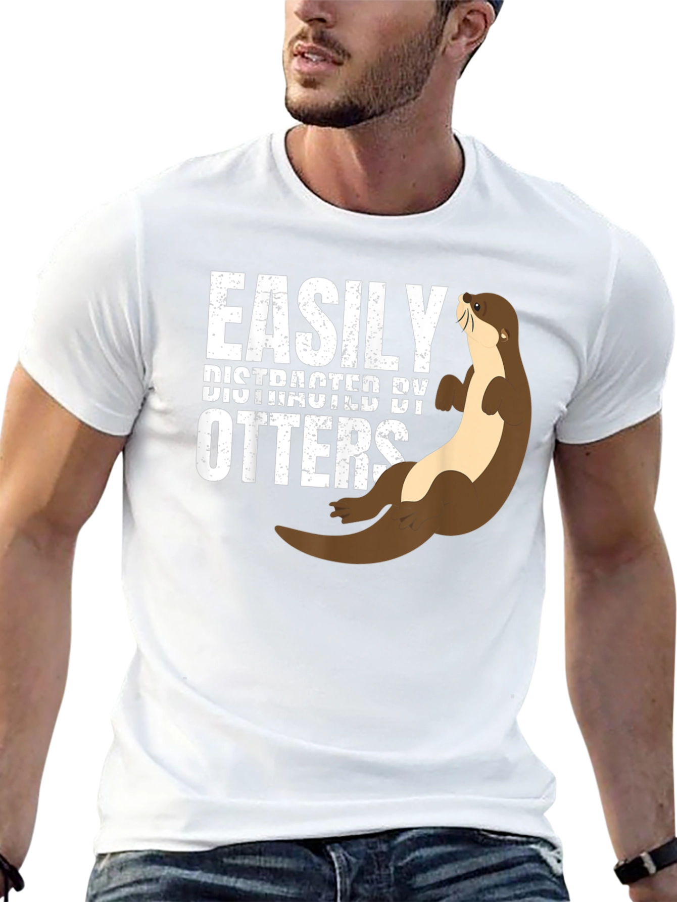 Easily Distracted By Otters Funny Graphic Tee