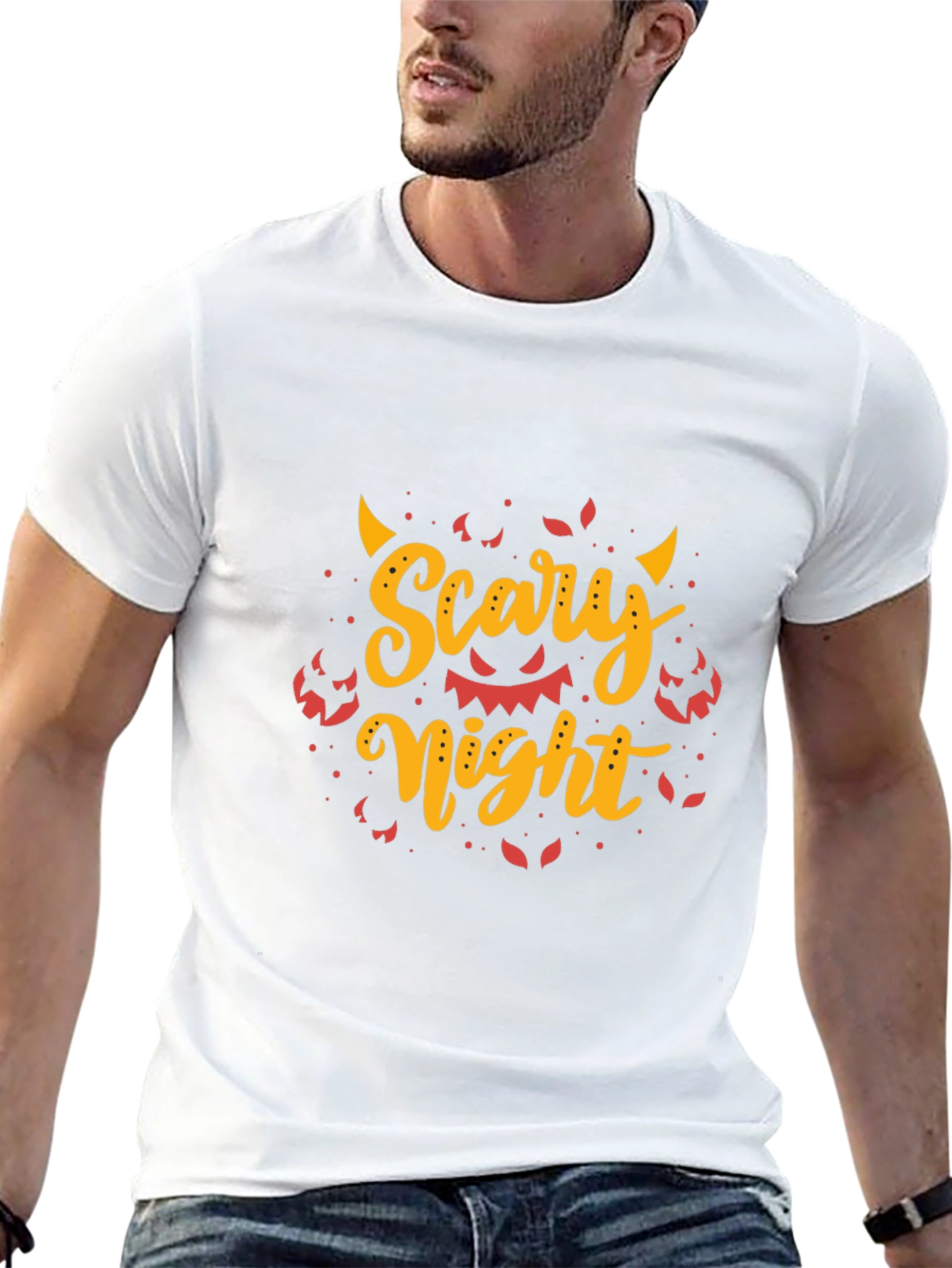 Scary Night Halloween Graphic Tee - Mens Black T-Shirt