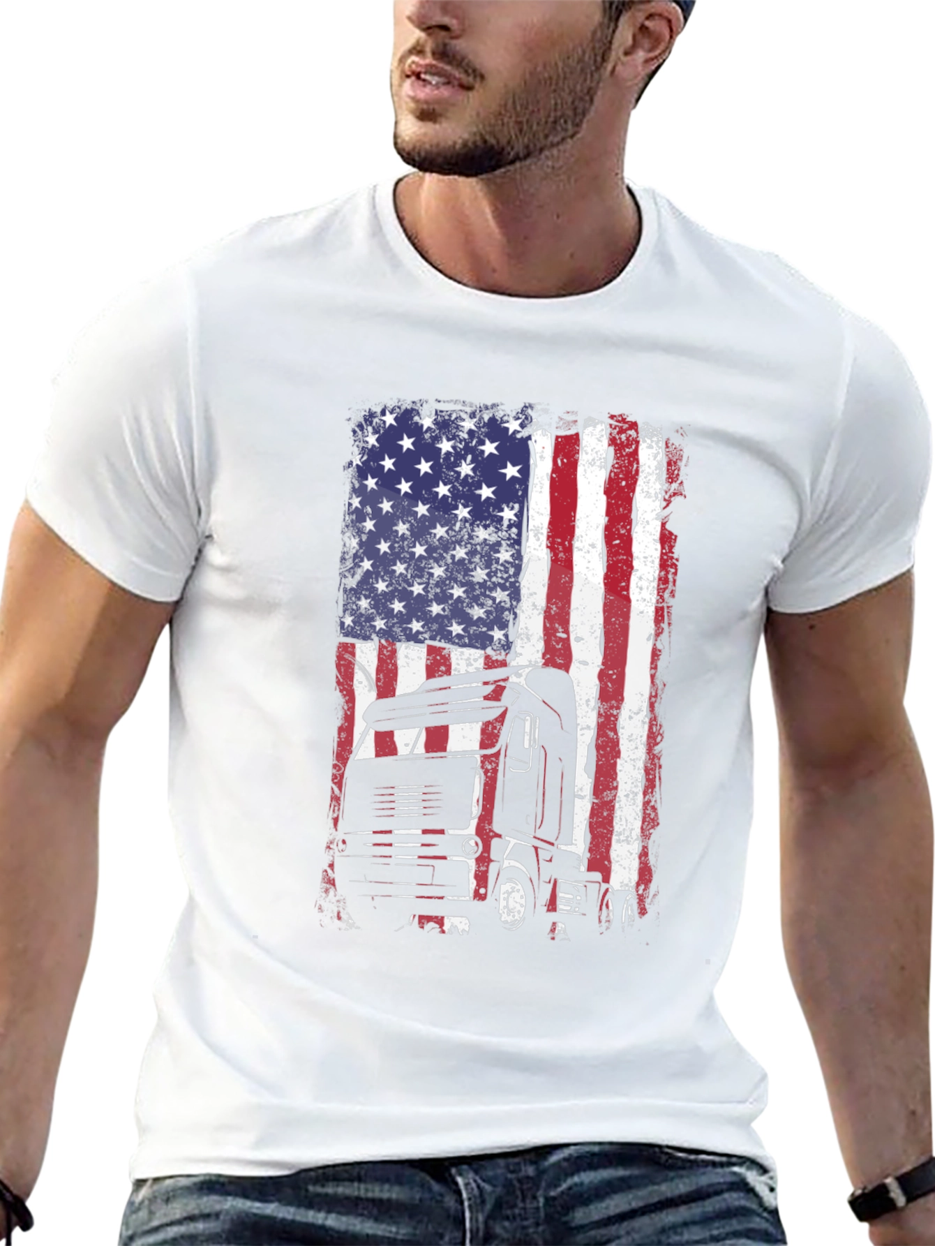 Trucker USA Flag Graphic T-Shirt