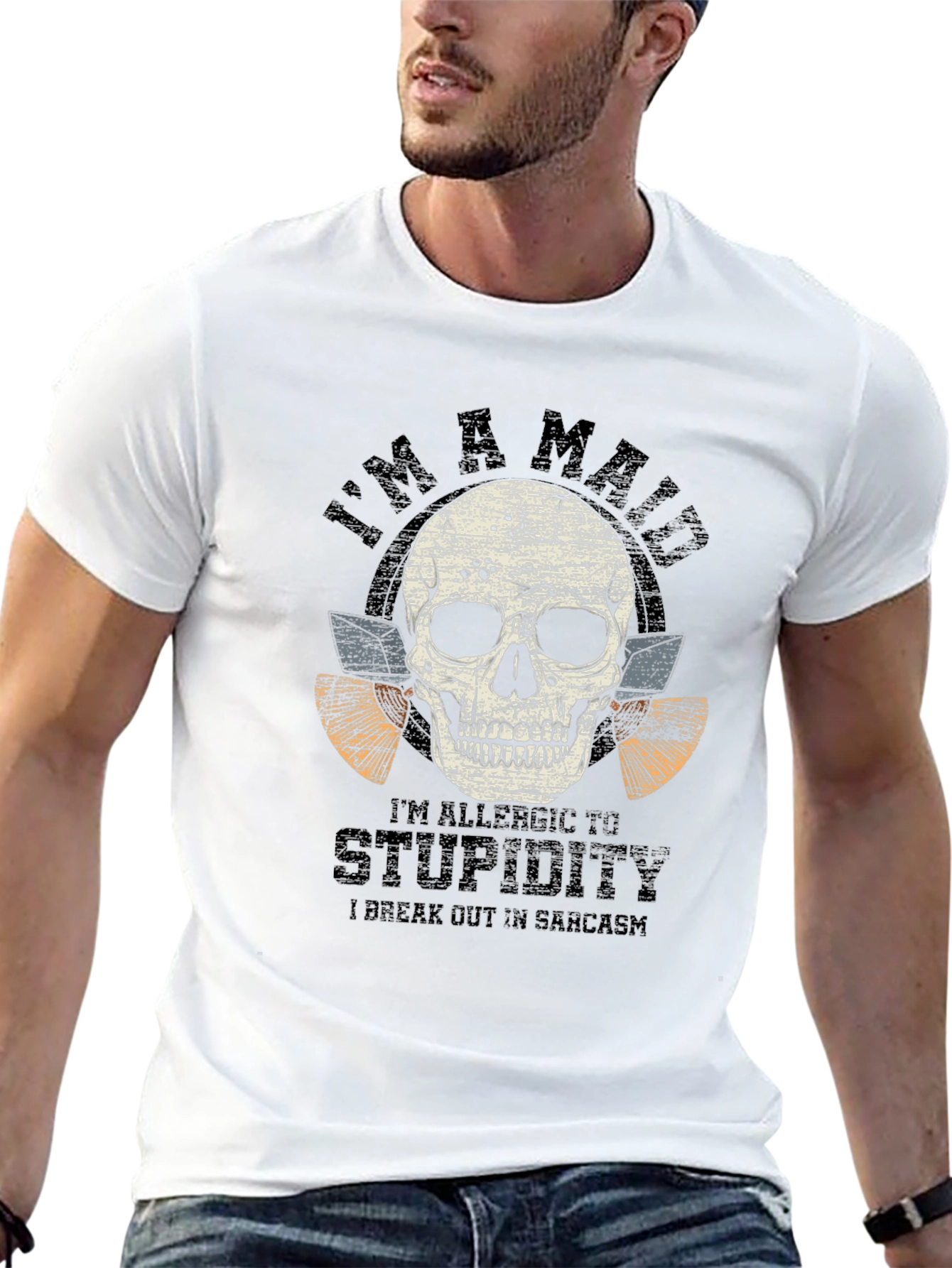 Sarcastic Skull Graphic Tee - Mens Black T-Shirt