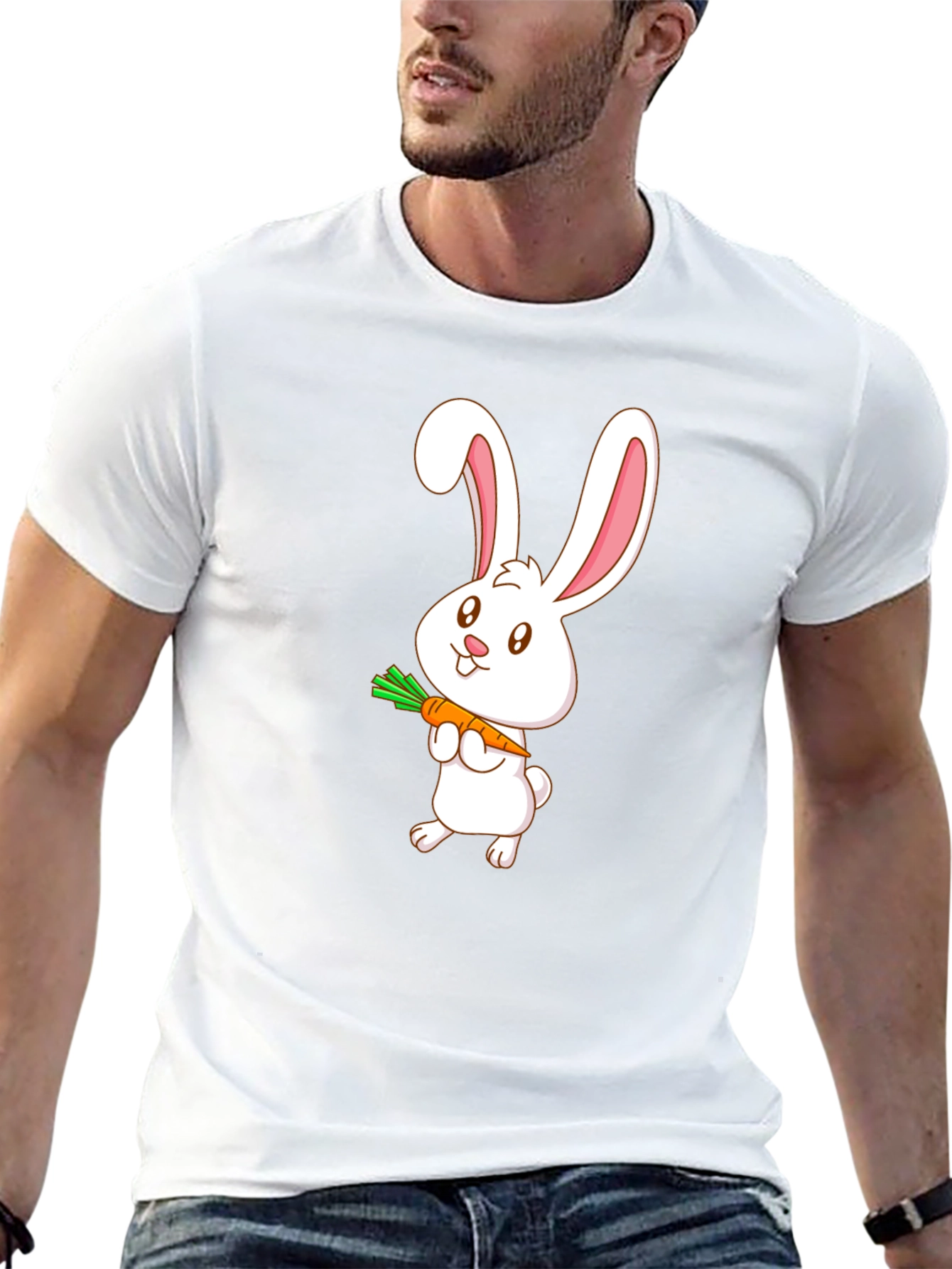 Cute Bunny Carrot T-Shirt - Black Cotton Tee