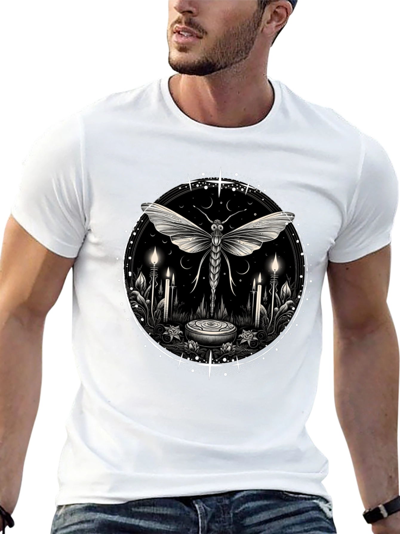 Mystic Moth Graphic Tee - Black Cotton Shirt