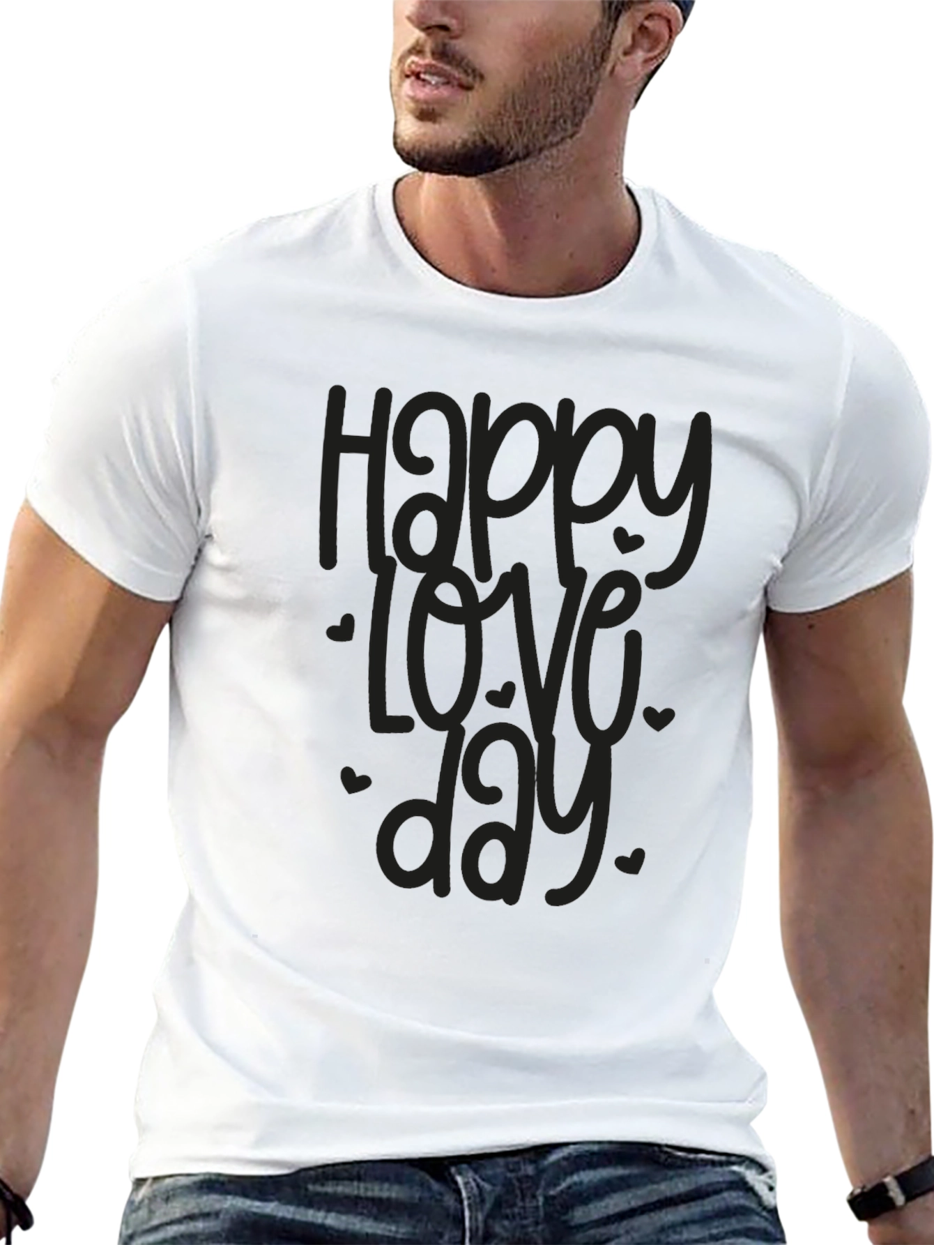 Happy Love Day Graphic Tee - Black
