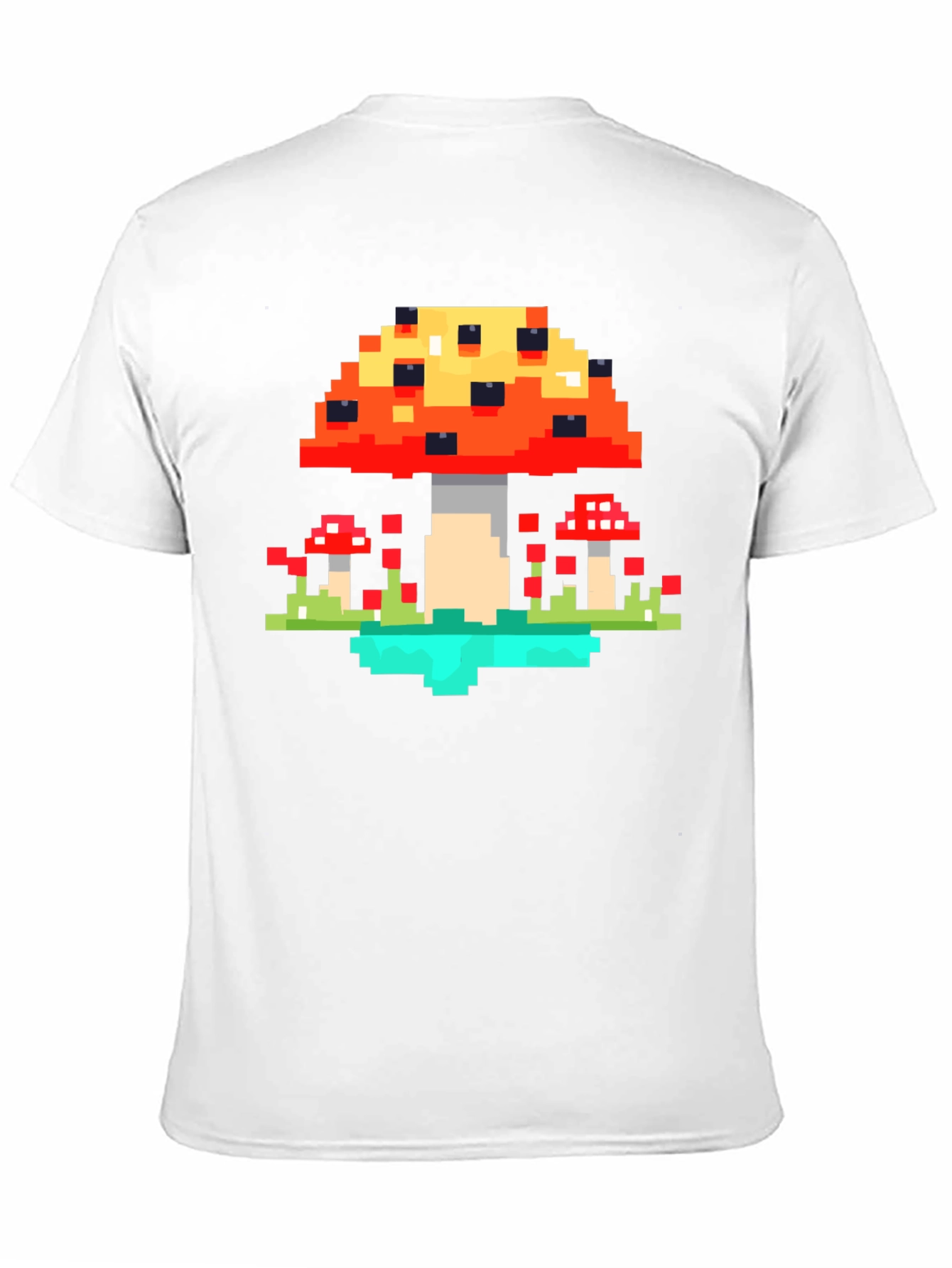 Pixel Mushroom Graphic Tee - Retro Gaming Style Shirt