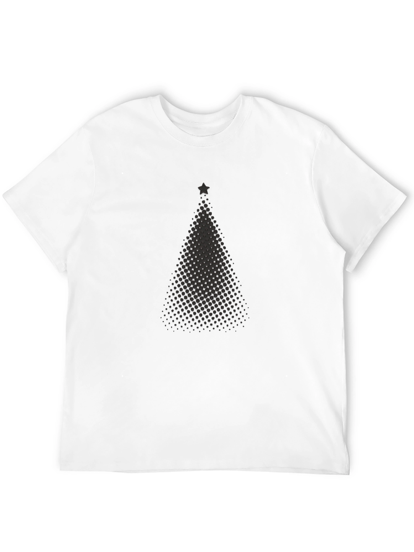 Festive Christmas Tree Dot Pattern Black T-Shirt