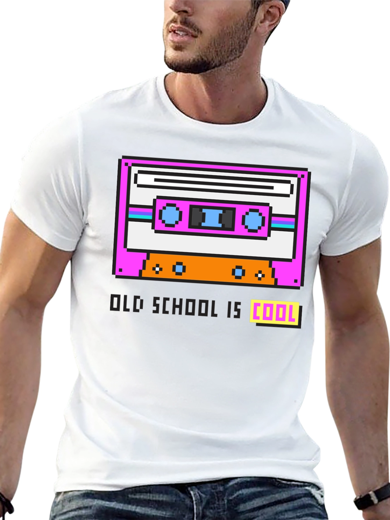 Retro Cassette Pixel Art Graphic T-Shirt