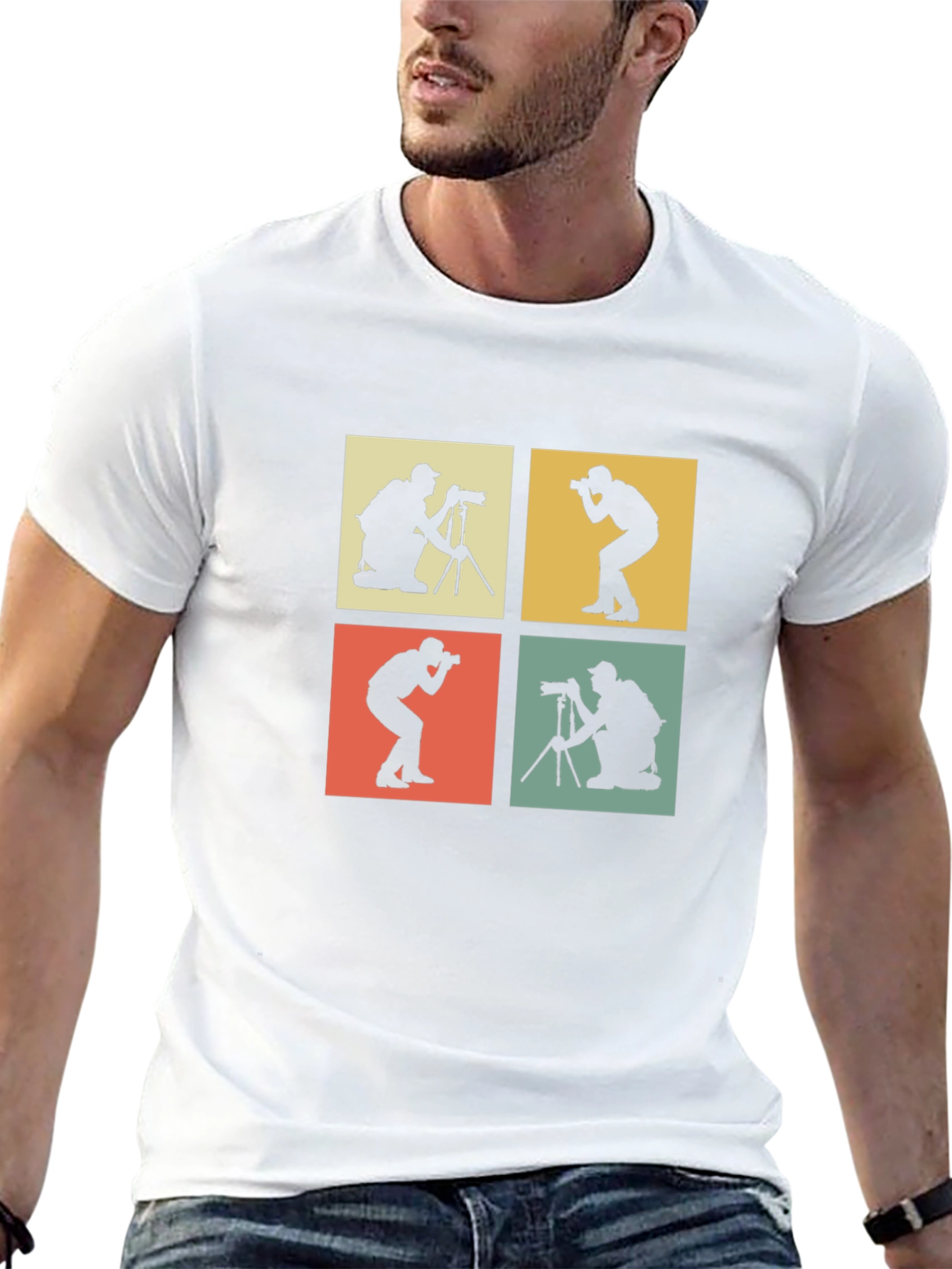 Retro Photographer T-Shirt - Camera Silhouettes