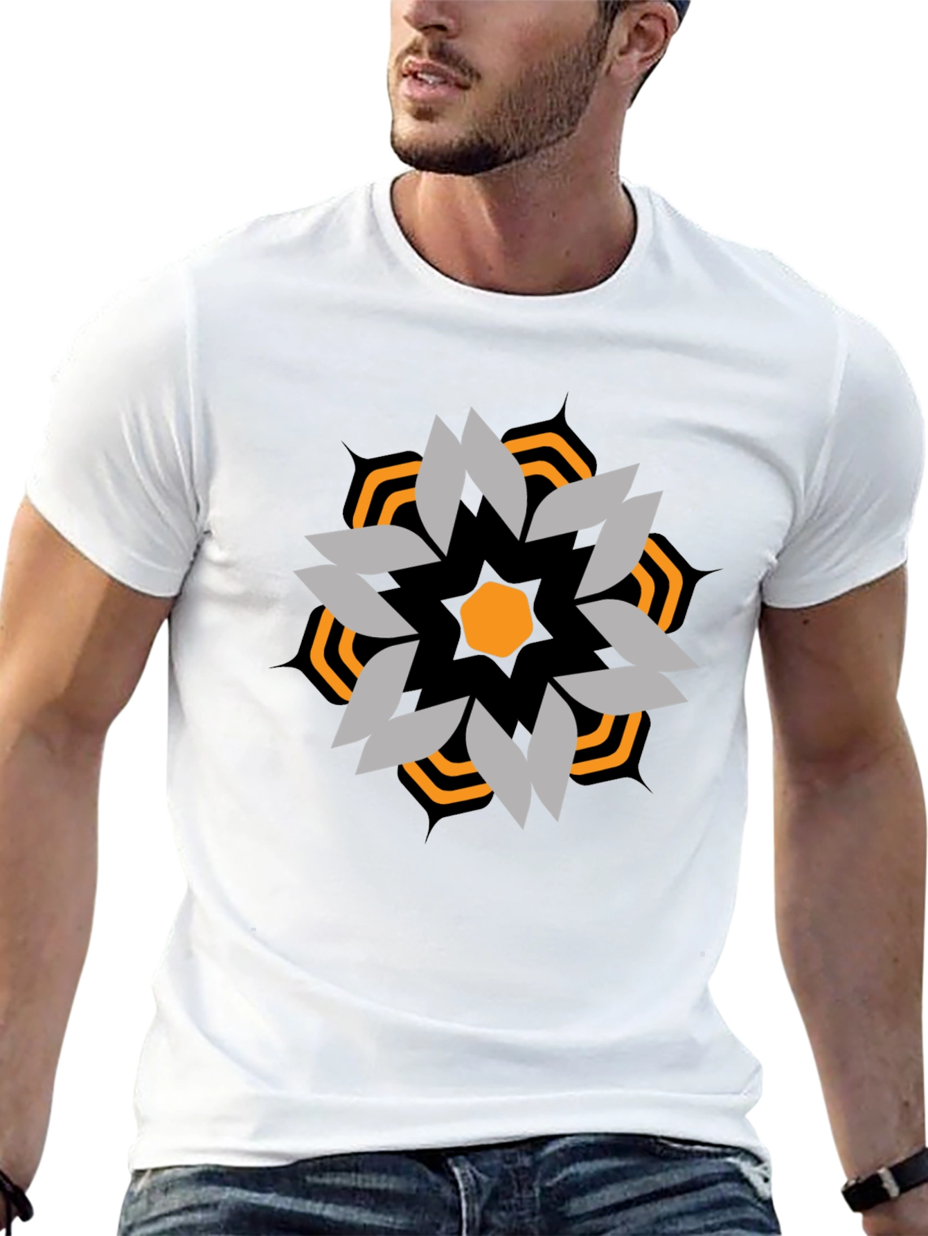 Geometric Graphic Tee - Stylish Black T-Shirt