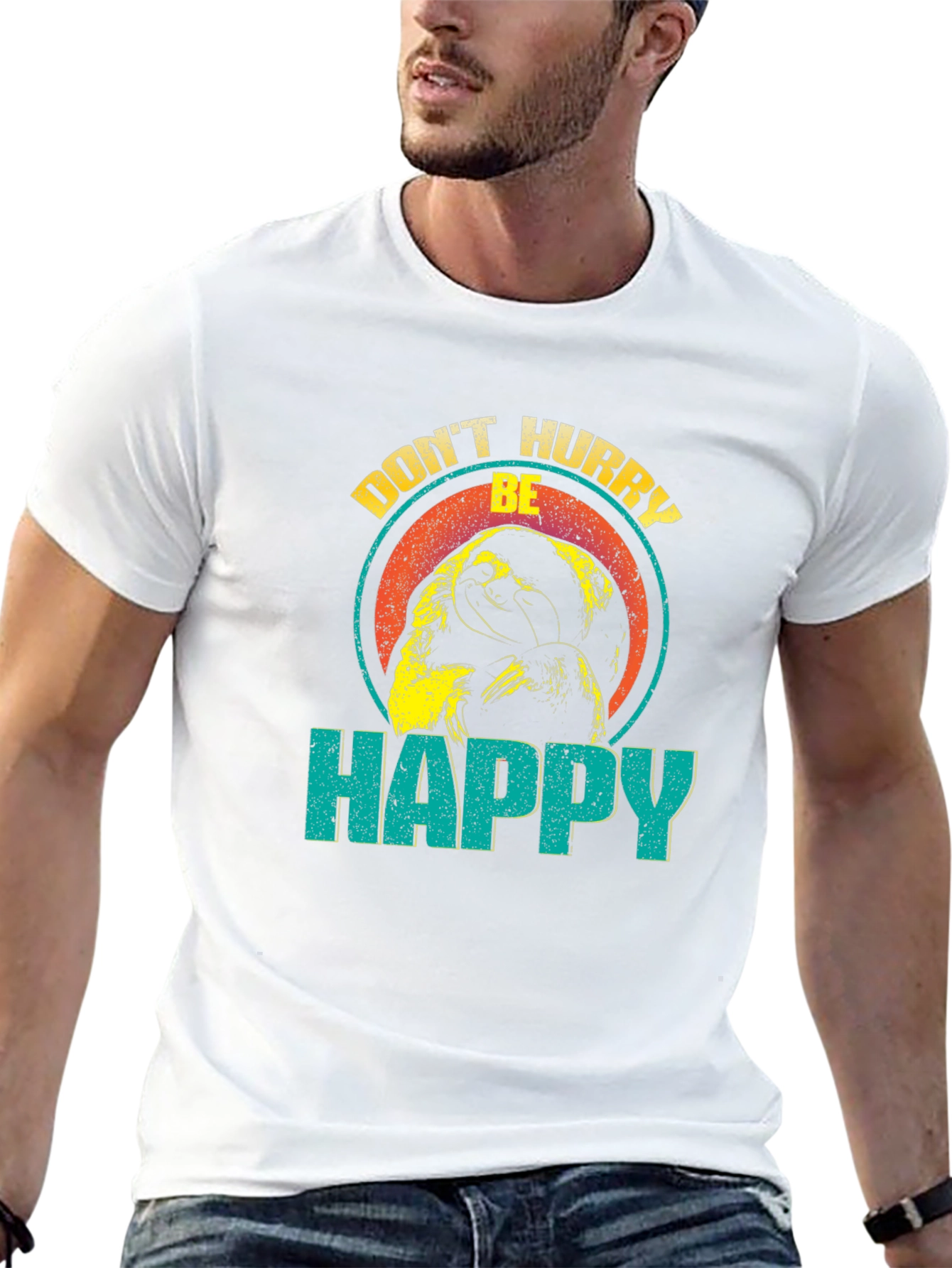 Dont Hurry Be Happy Sloth Graphic T-Shirt