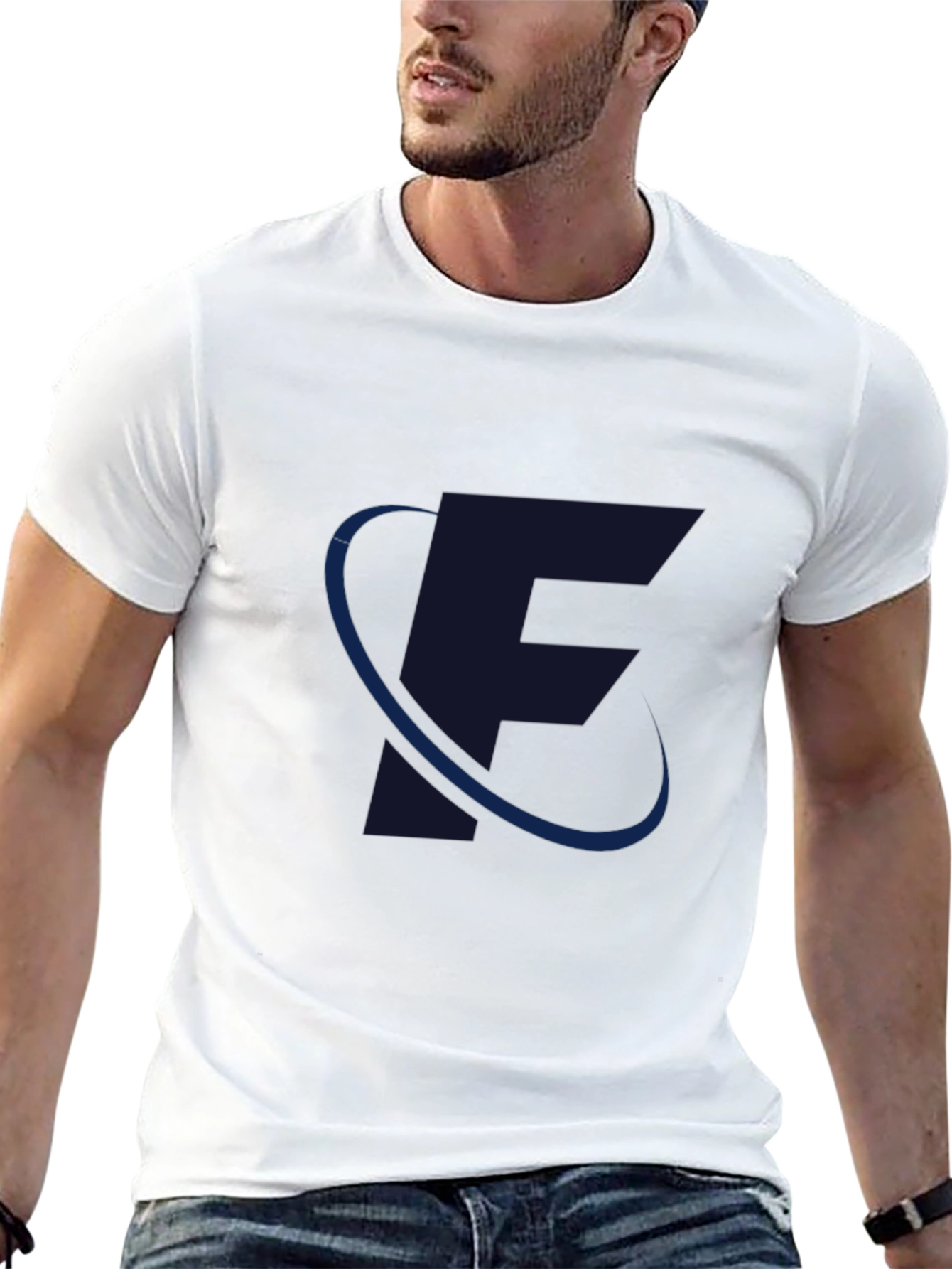 Mens Black T-Shirt with Stylish F Design
