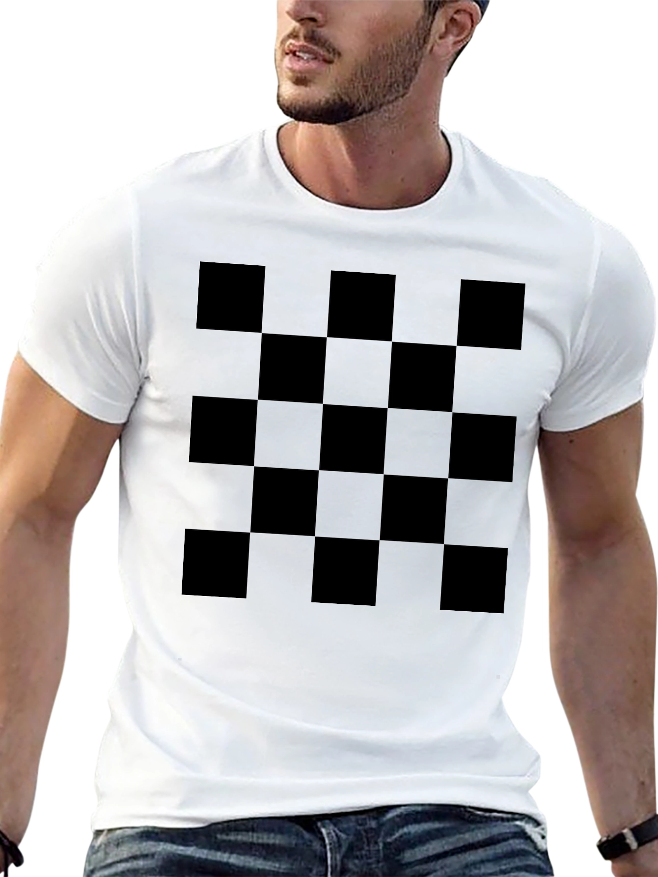 Checkered Black T-Shirt - Graphic Tee