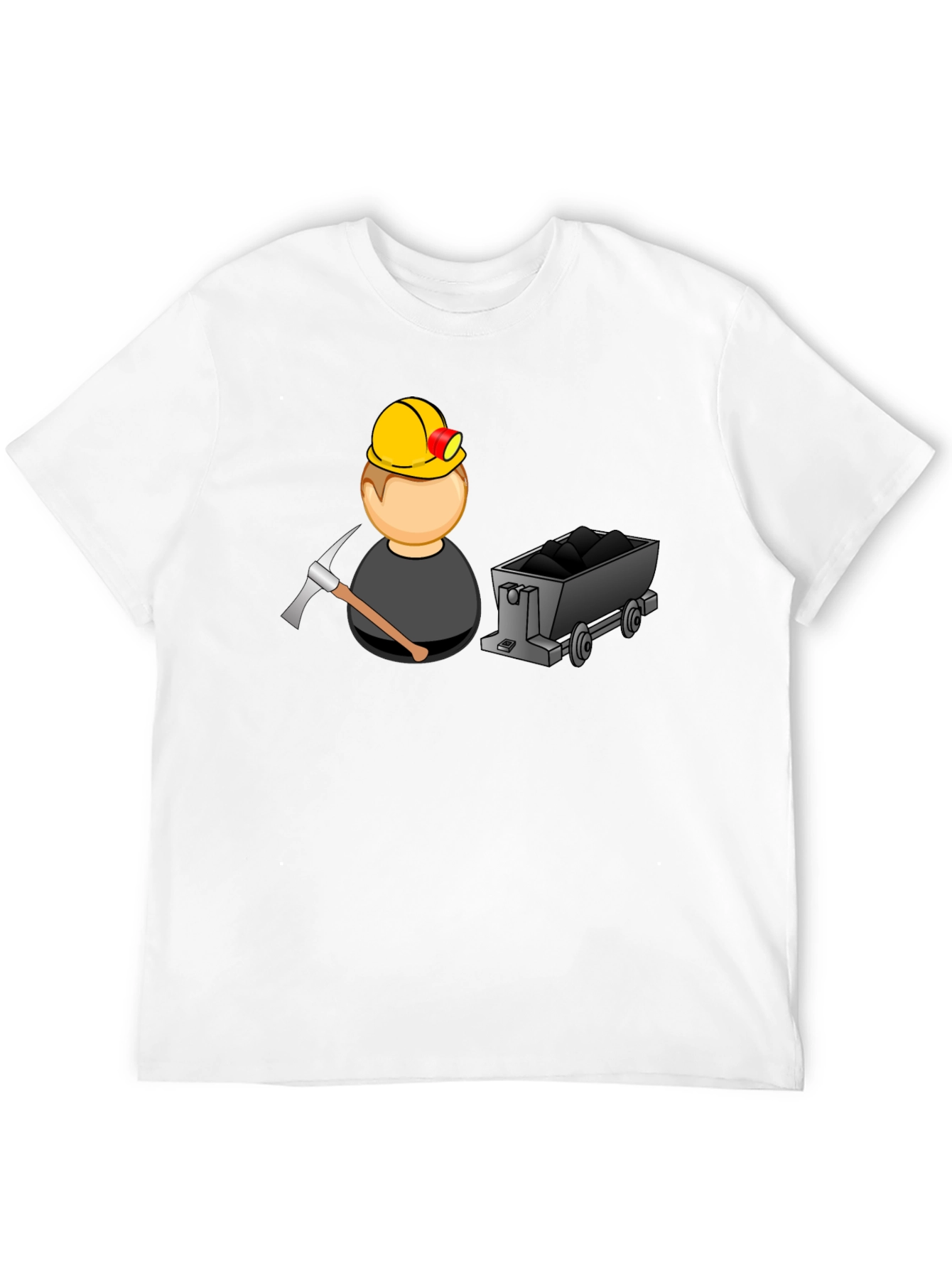 Cartoon Miner Graphic T-Shirt - Black