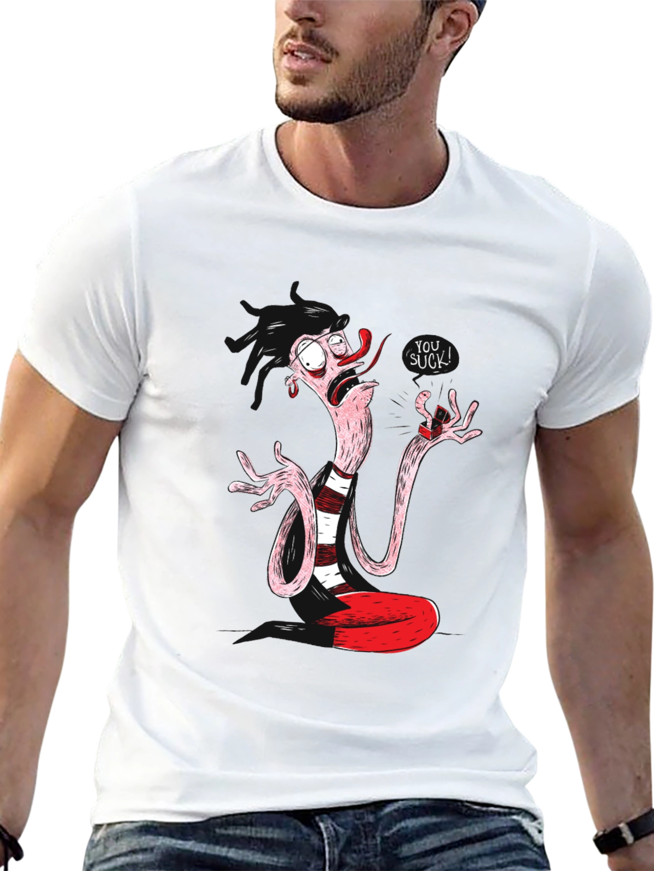 Funny Cartoon Character Black T-Shirt
