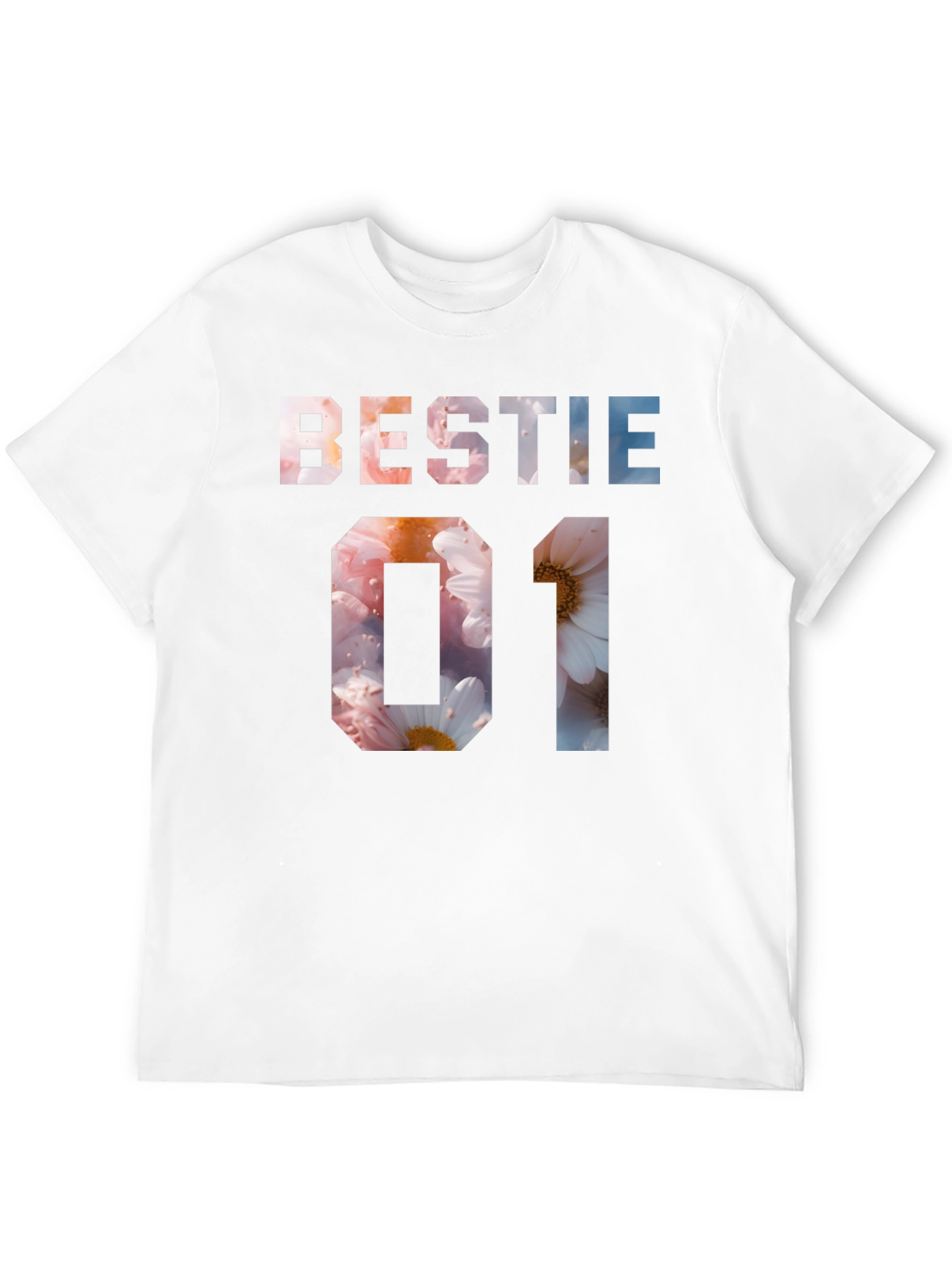 Bestie 01 Floral Print Black T-Shirt