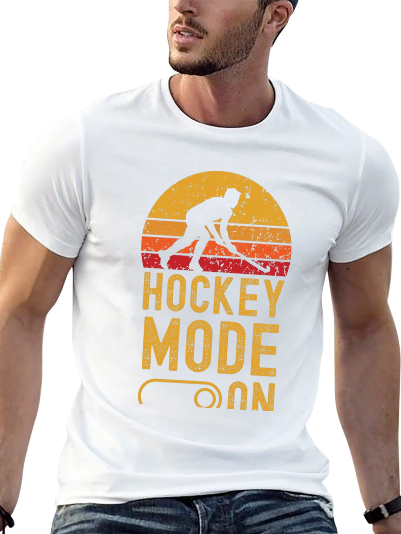 Hockey Mode On Graphic Tee - Black Cotton T-Shirt
