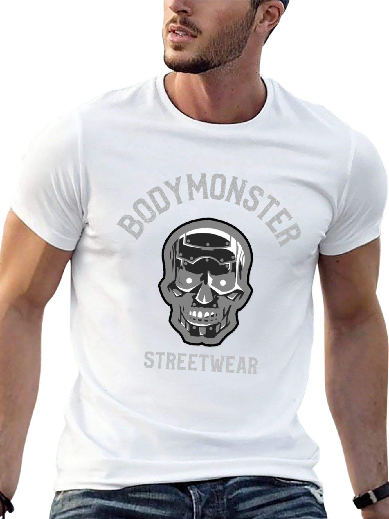 Body Monster Streetwear Graphic Tee - Skull Robot Design