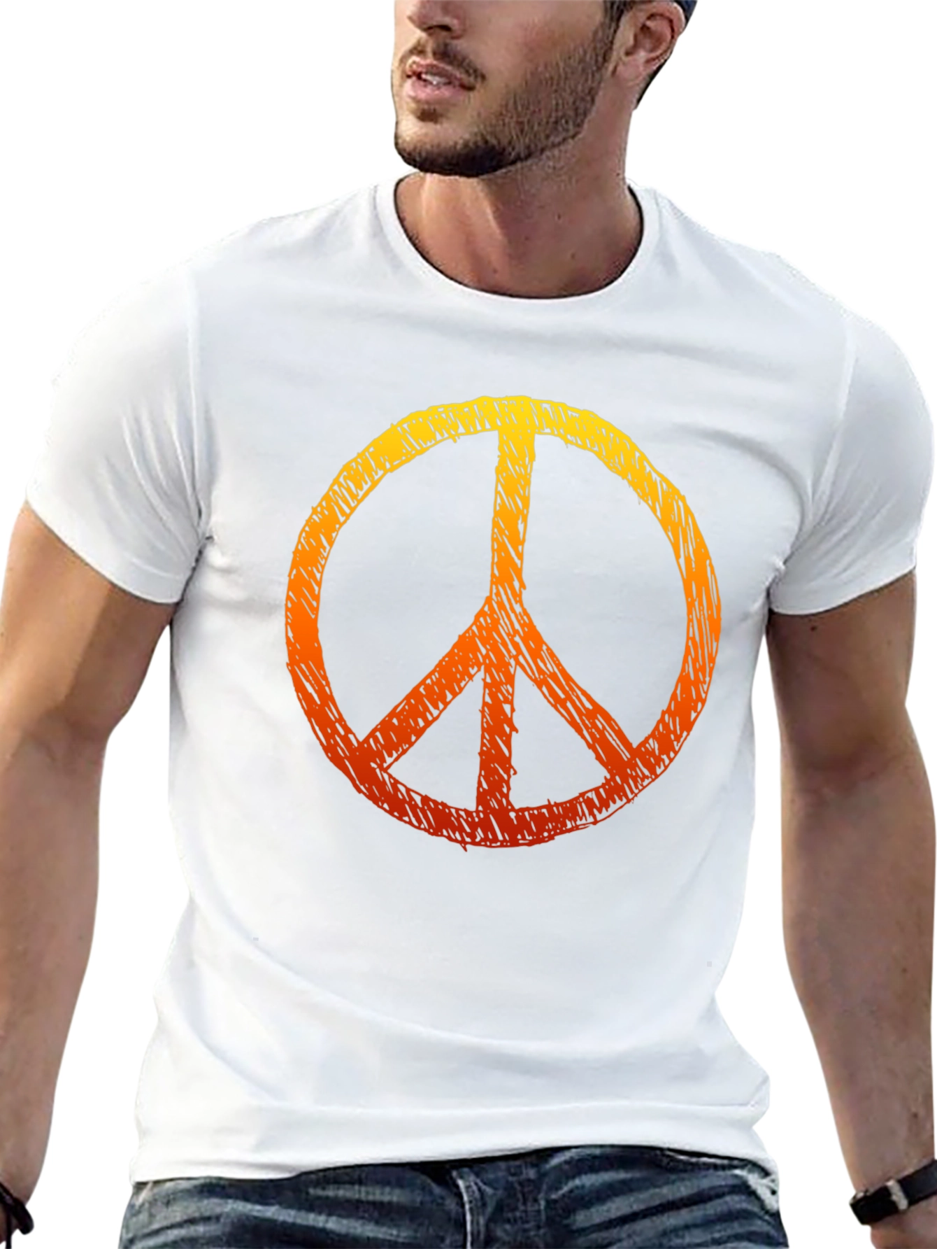 Peace Sign Graphic Tee - Black Cotton T-Shirt