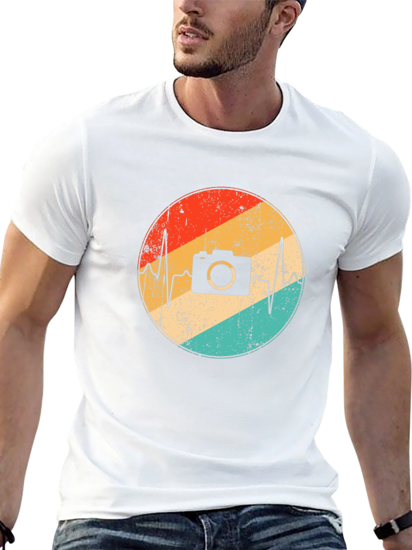 Retro Camera Heartbeat Graphic Tee