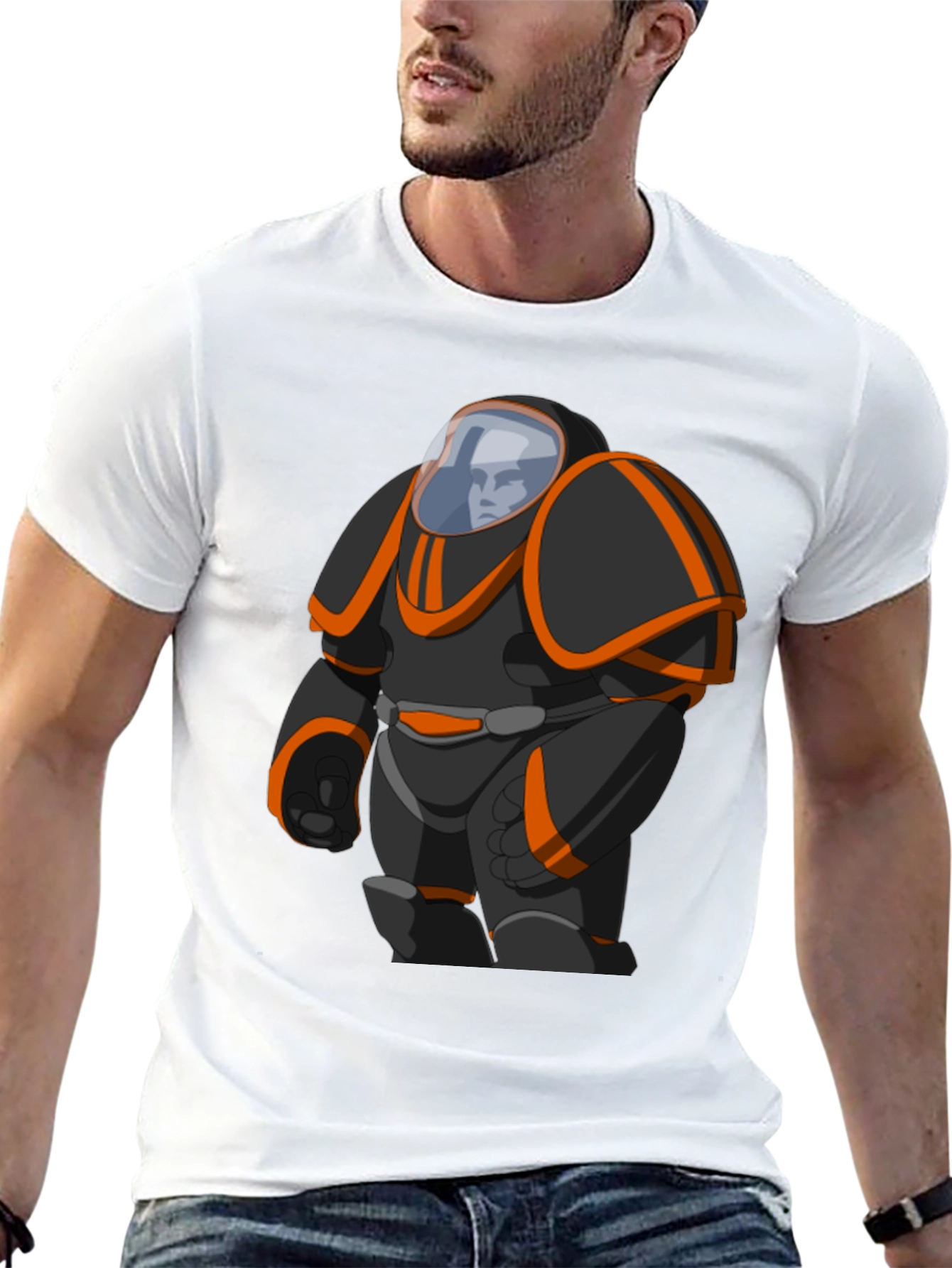 Sci-Fi Space Suit Graphic Black T-Shirt