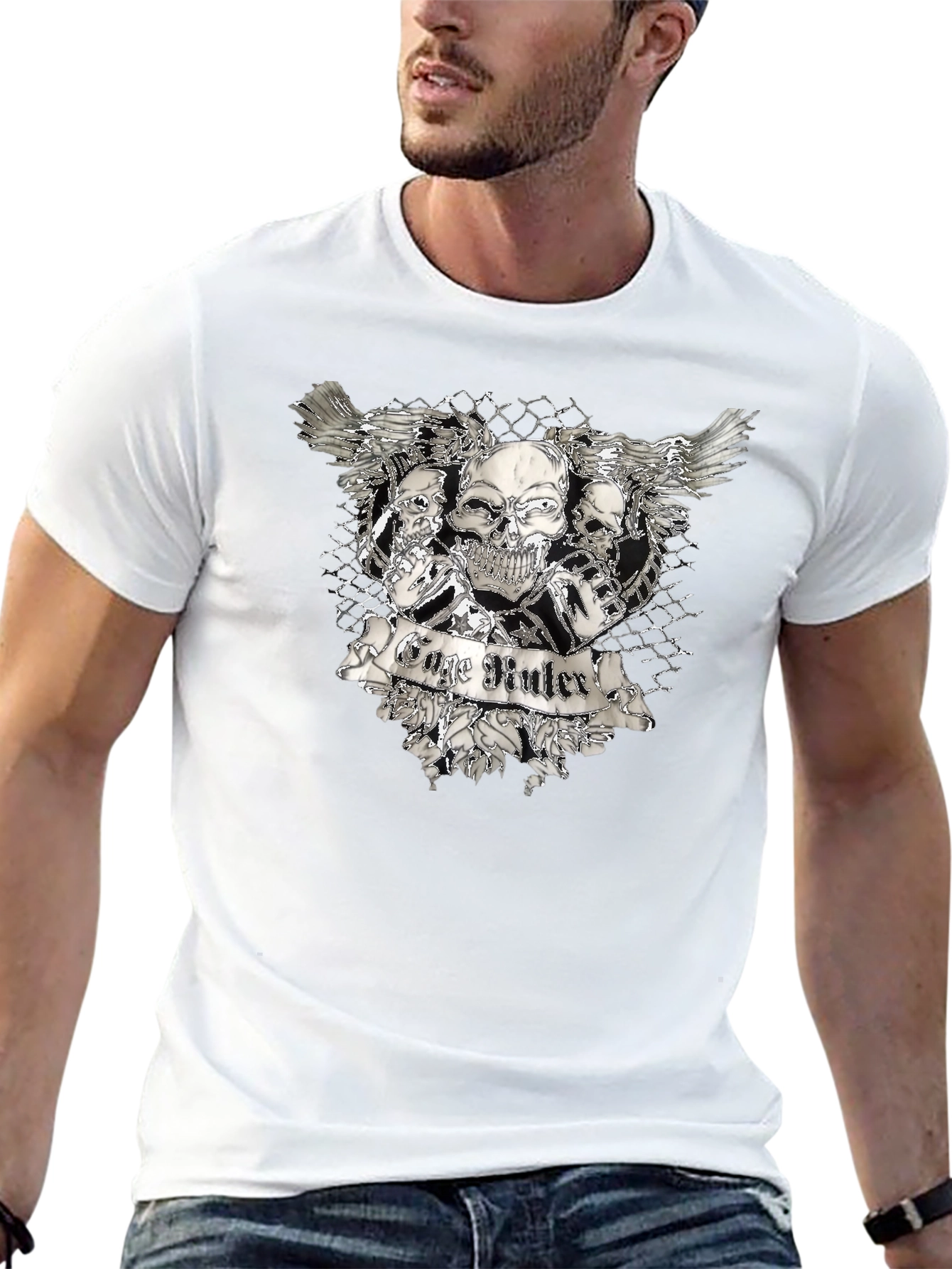 Skull & Wings Graphic T-Shirt - Black