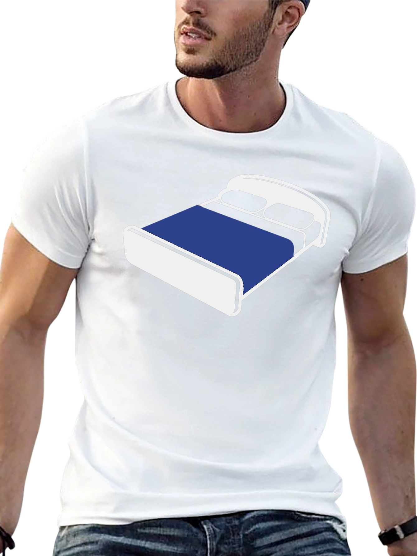Novelty Bed Graphic T-Shirt - Comfortable Black Tee