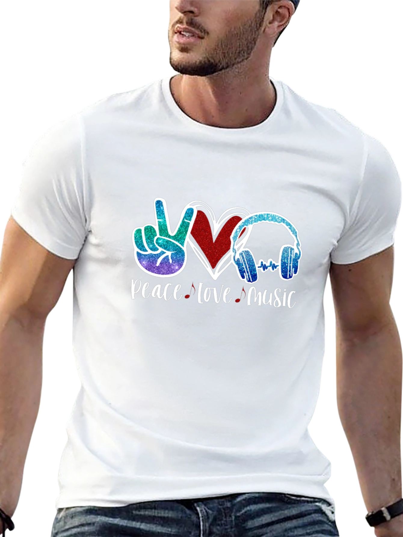 Peace Love Music Graphic T-Shirt