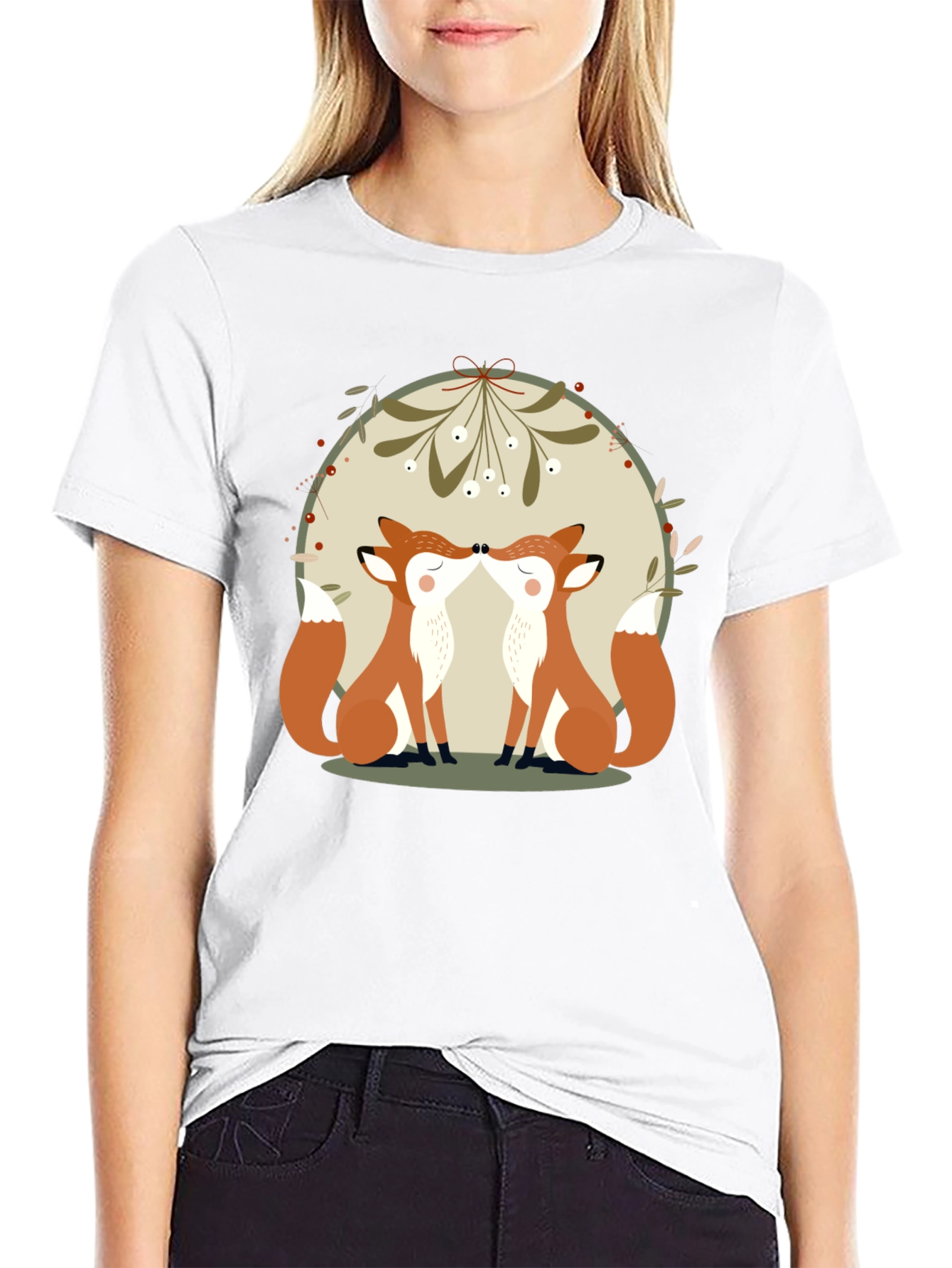 Kissing Foxes T-Shirt: Cute Animal Graphic Tee