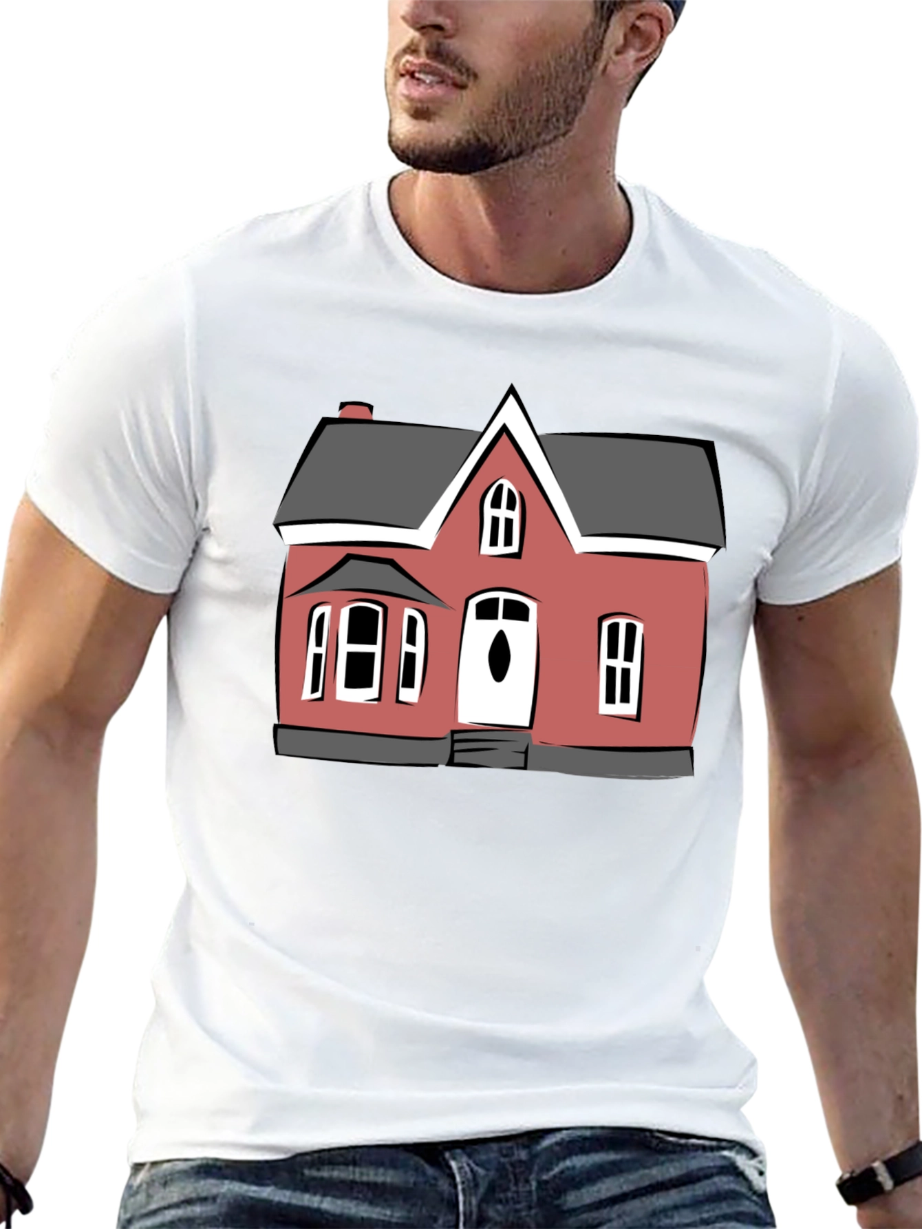 House Graphic Print Black T-Shirt