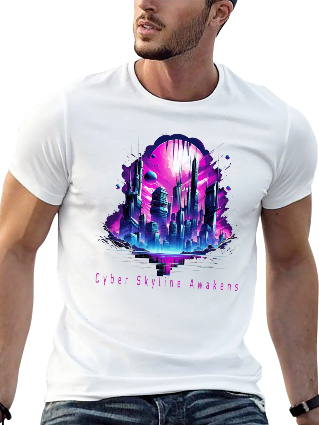 Cyber Skyline Awakens Graphic Tee