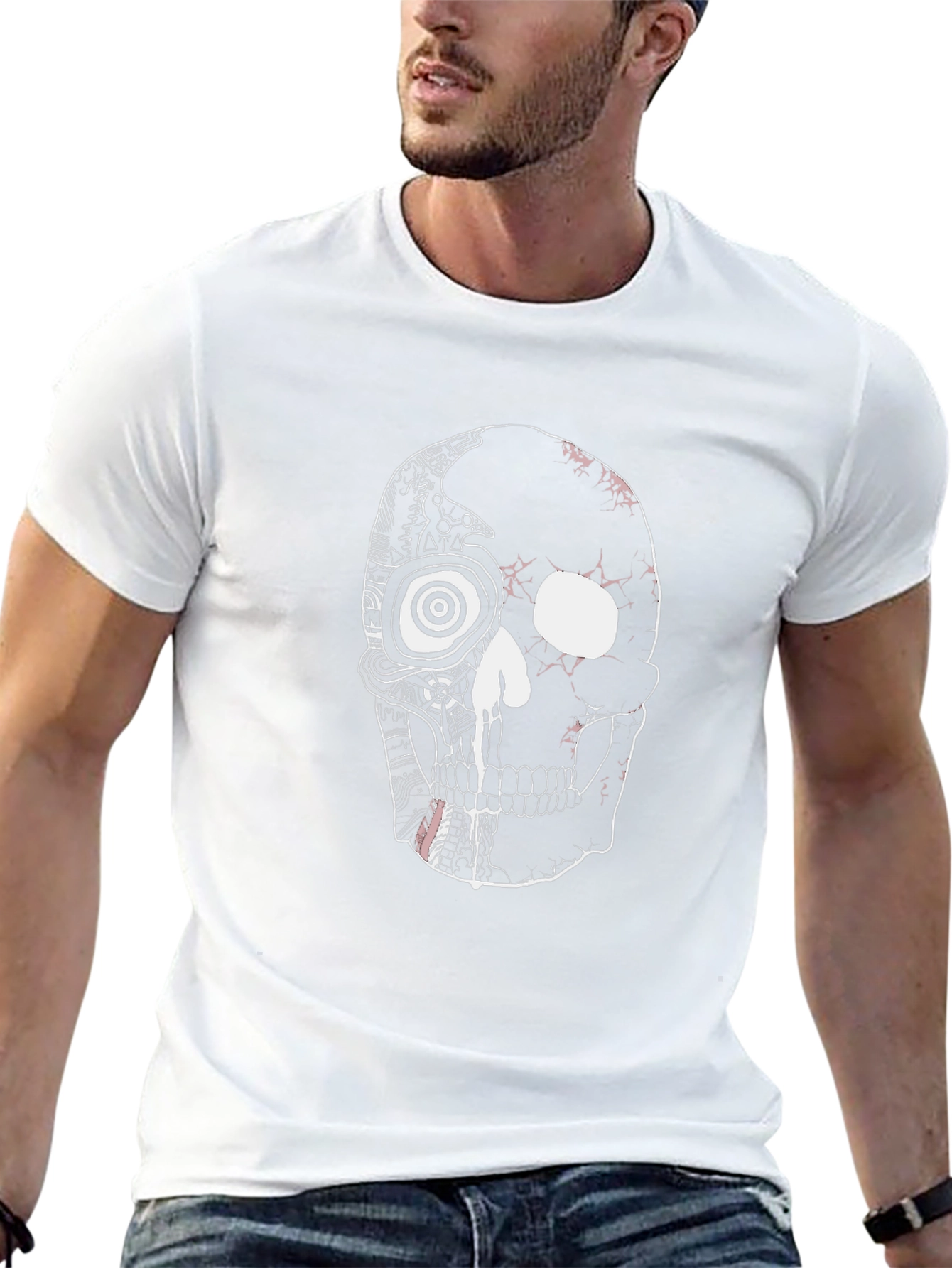 Edgy Skull Graphic Tee - Black