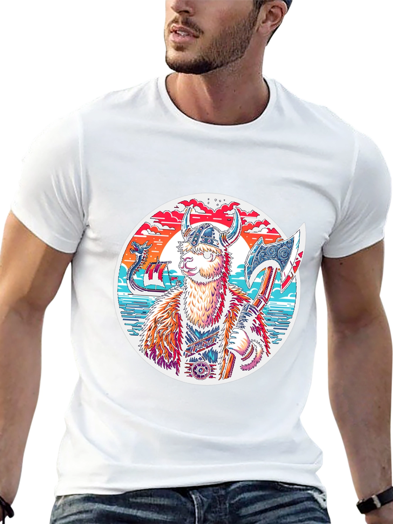 Viking Llama T-Shirt - Unique Graphic Tee