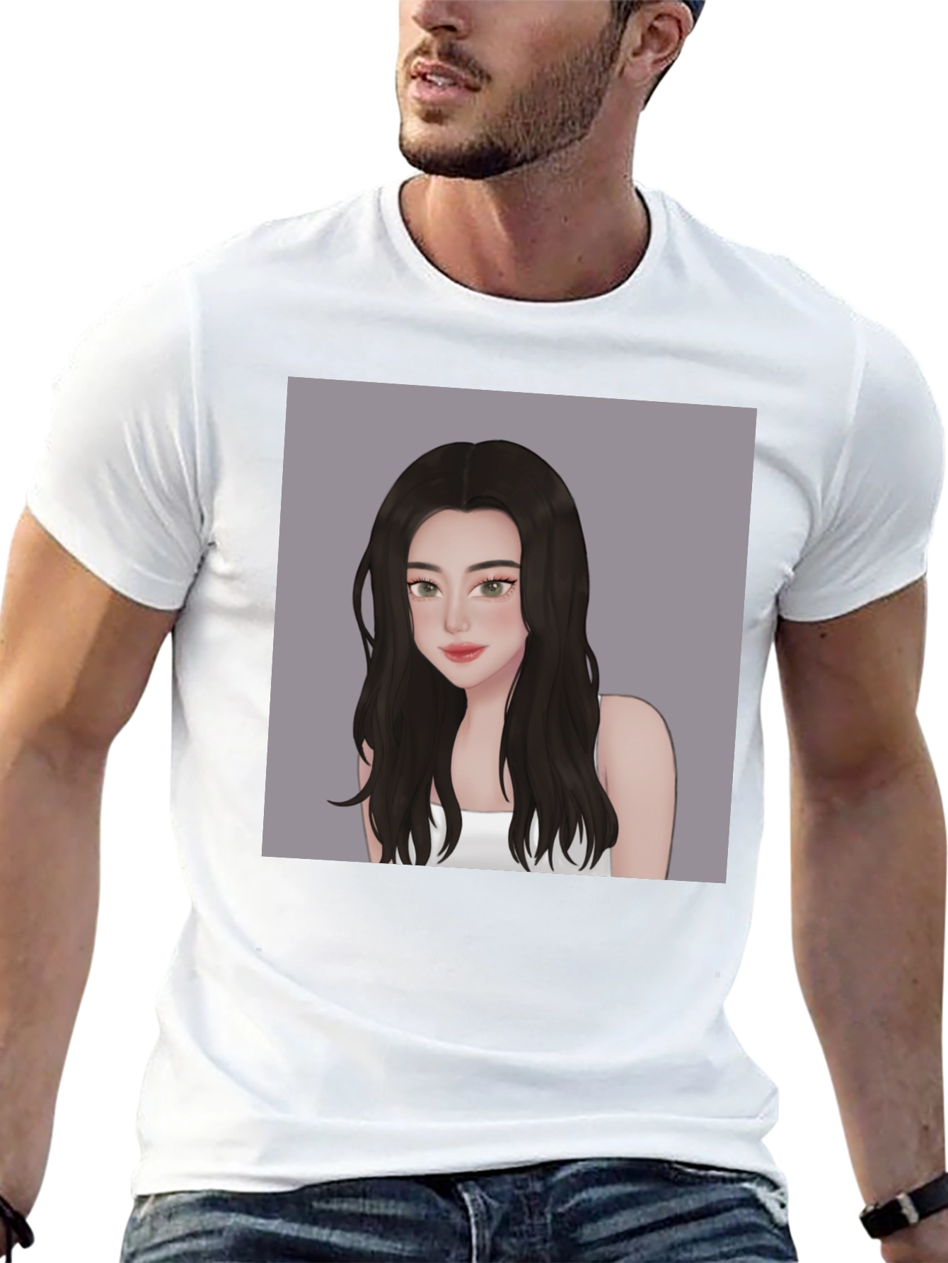 Stylish Black T-Shirt with Anime Girl Graphic