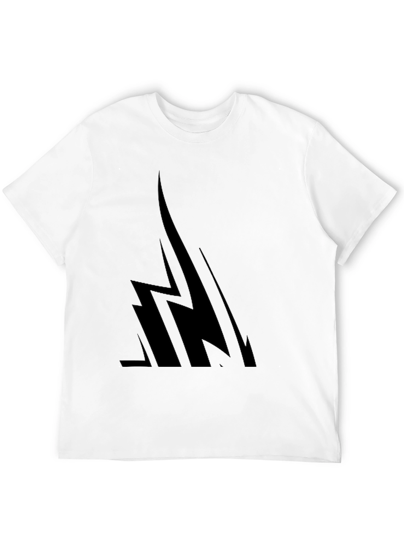 Mens Black Graphic Tee - Abstract Lightning Bolt Design