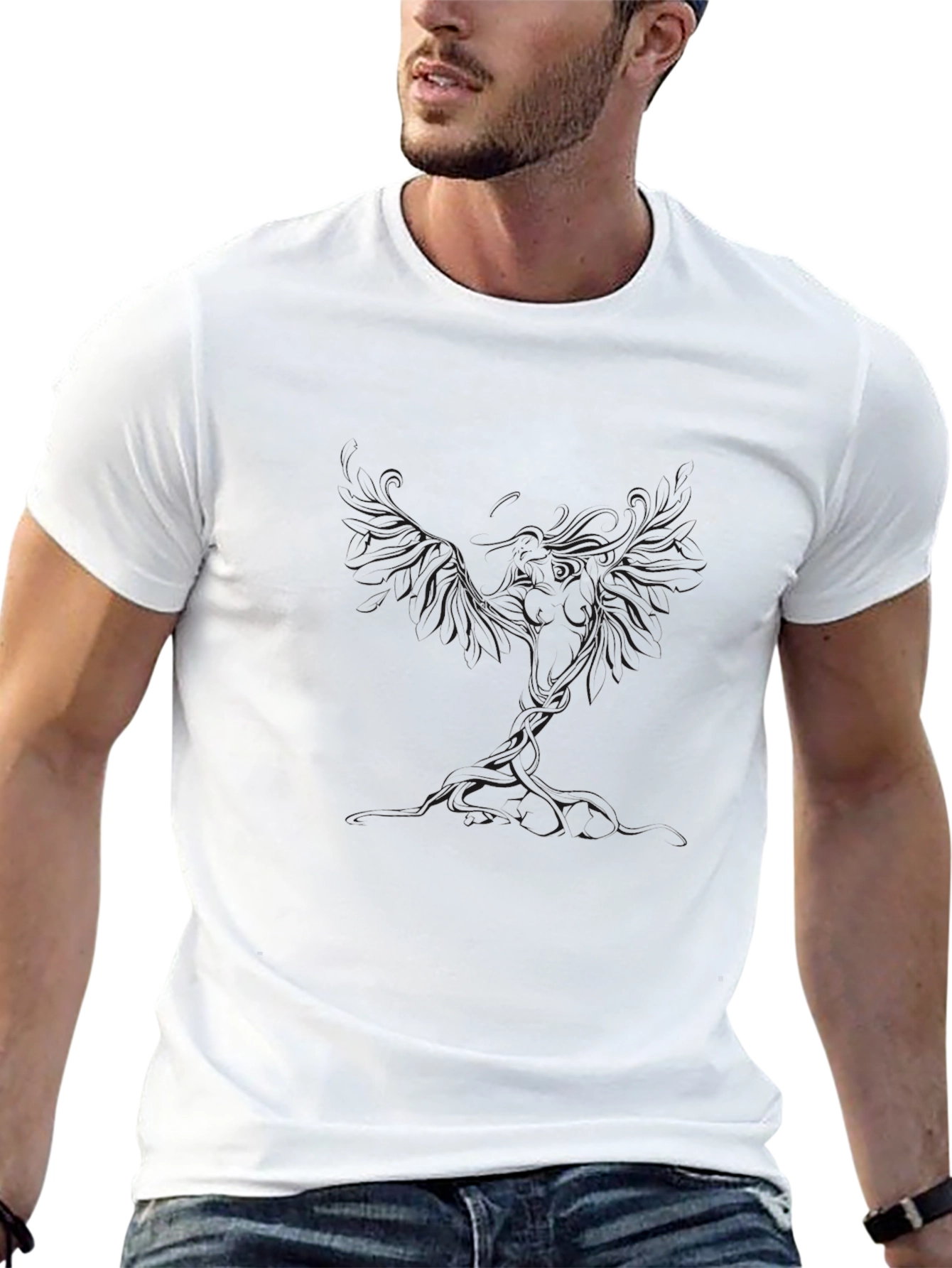 Mens Basic Black Crew Neck T-Shirt