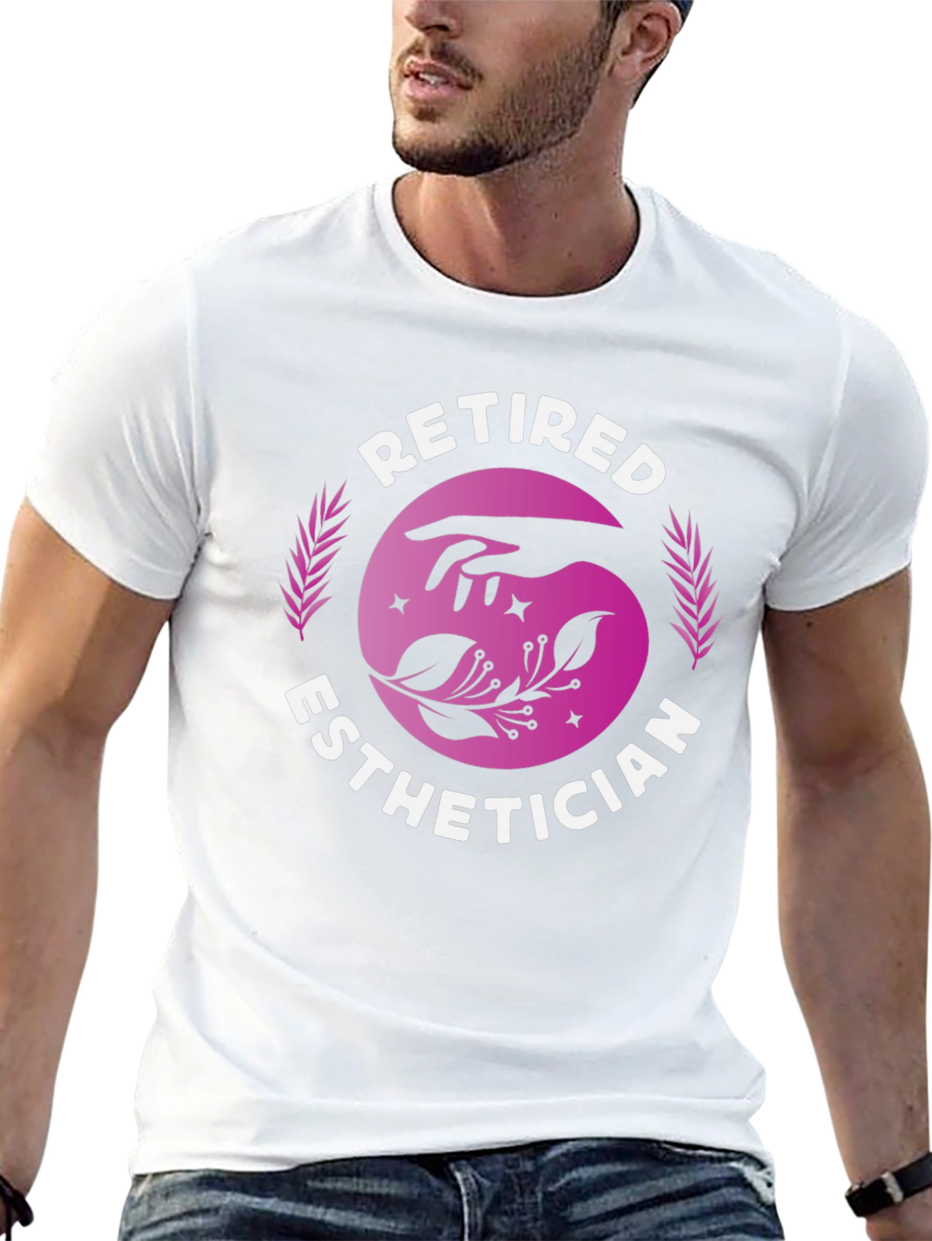 Retired Esthetician T-Shirt: Hand & Floral Design