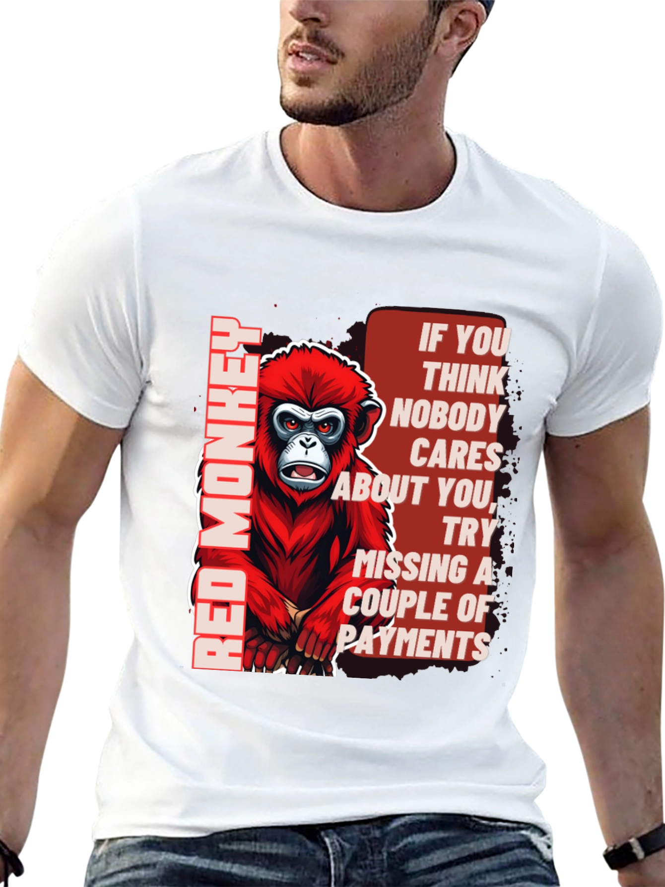 Red Monkey Graphic T-Shirt - Funny Sarcastic Tee