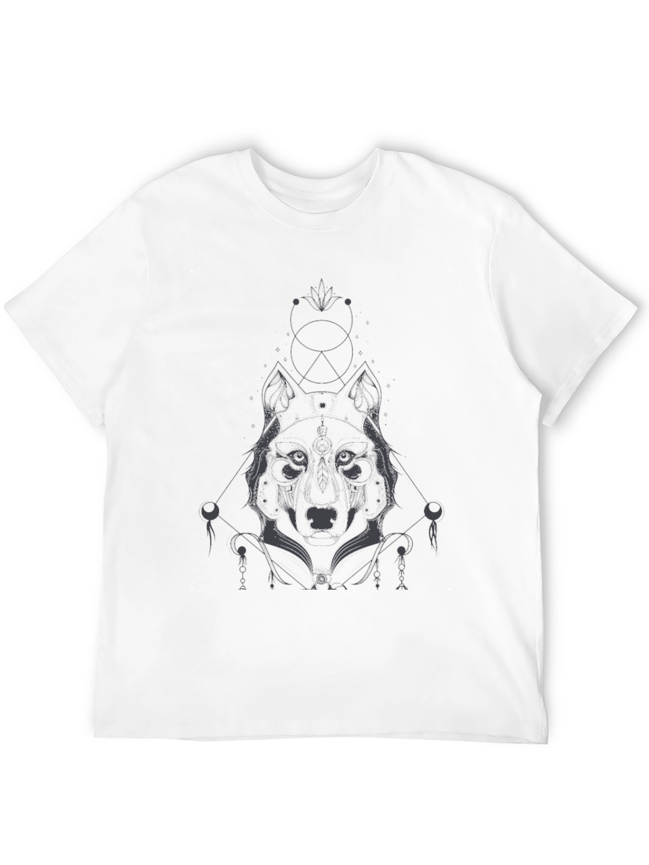 Mens Black Wolf Graphic Tee - Modern & Stylish