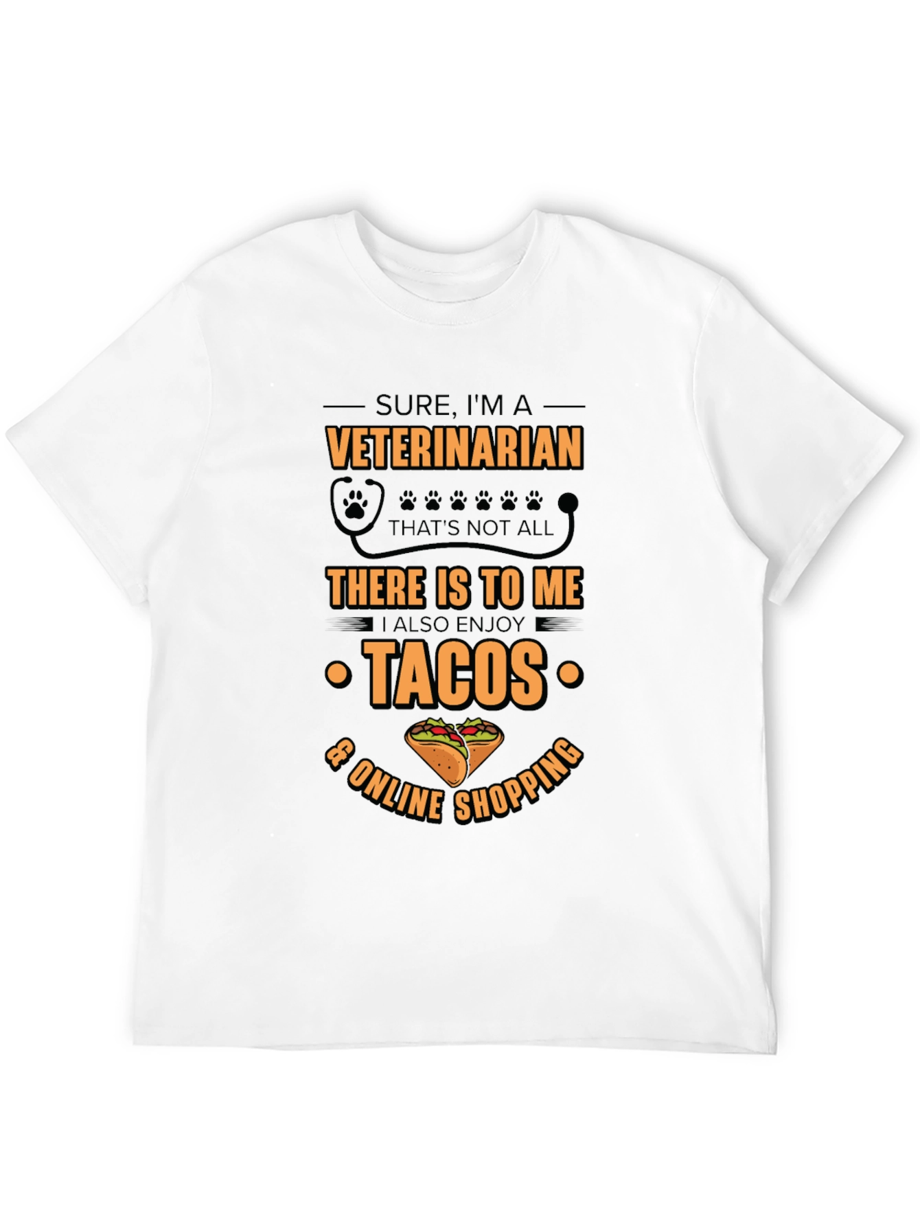 Veterinarian Tacos & Shopping Black T-Shirt
