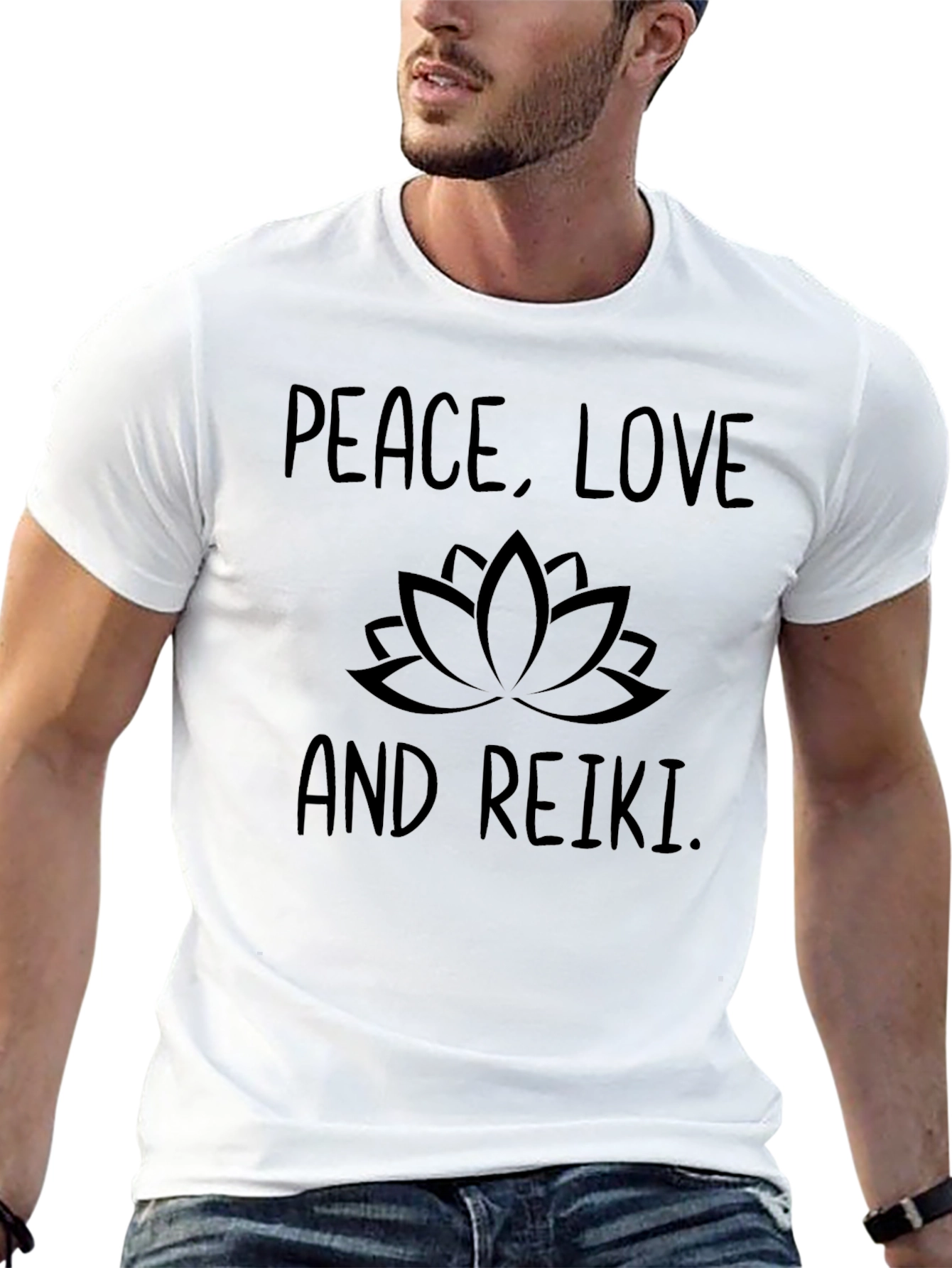 Peace Love Reiki T-Shirt - Black Graphic Tee
