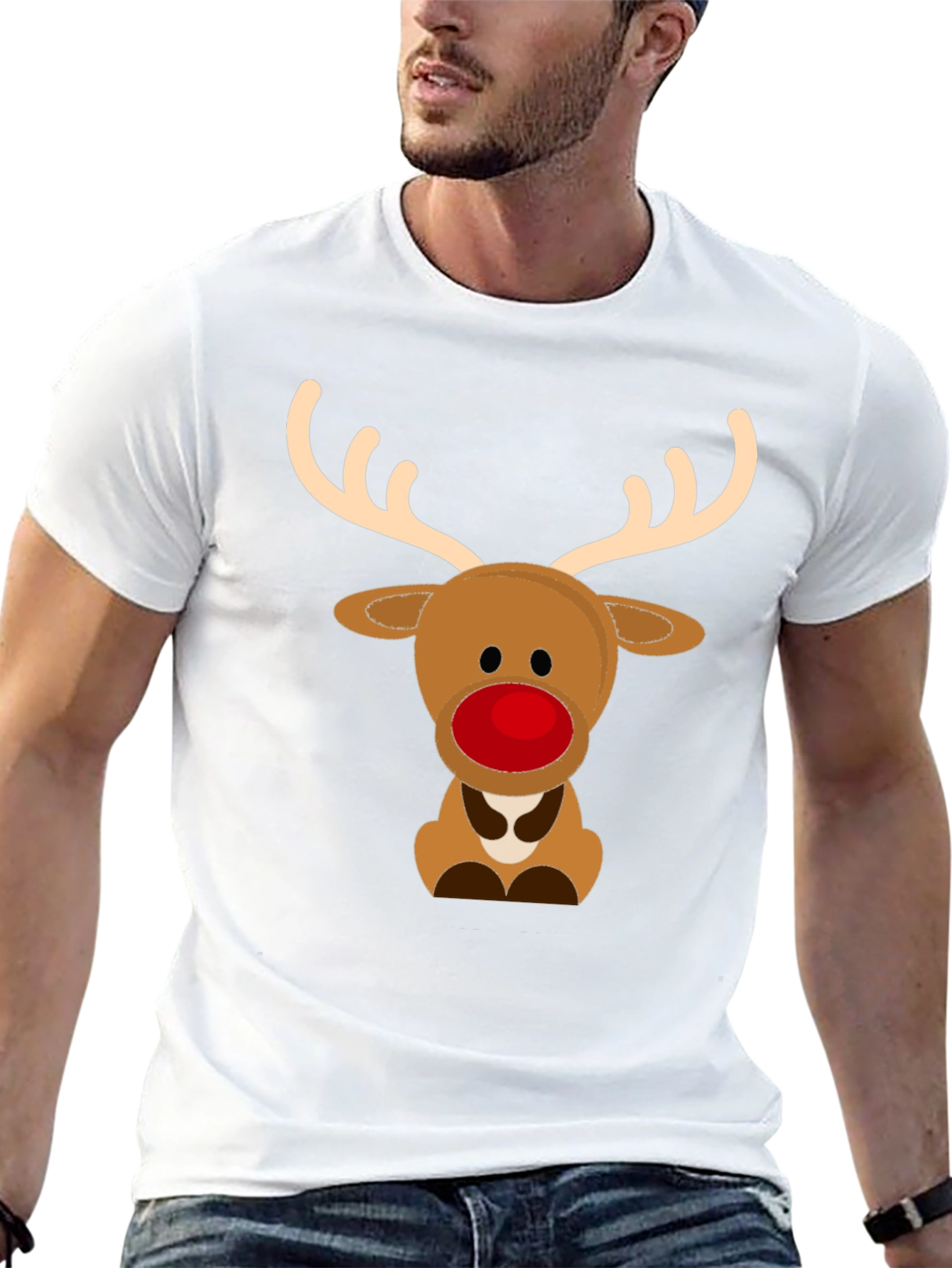 Cute Reindeer Graphic Tee - Holiday Season