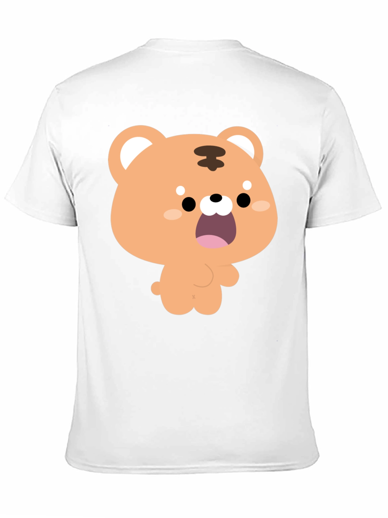 Cute Cartoon Tiger Graphic Black T-Shirt