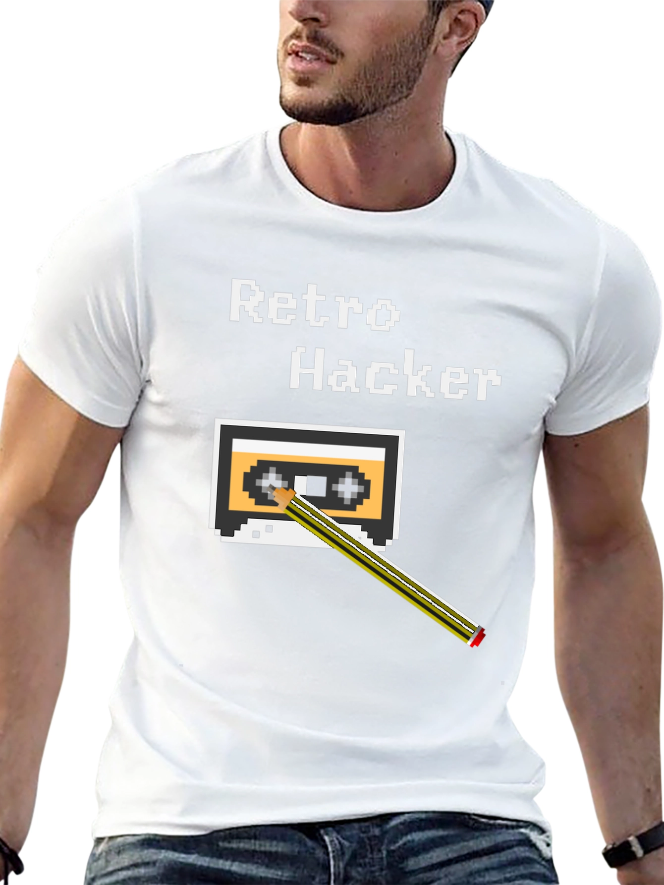 Retro Hacker T-Shirt Cassette Tape 8-Bit Pixel Style