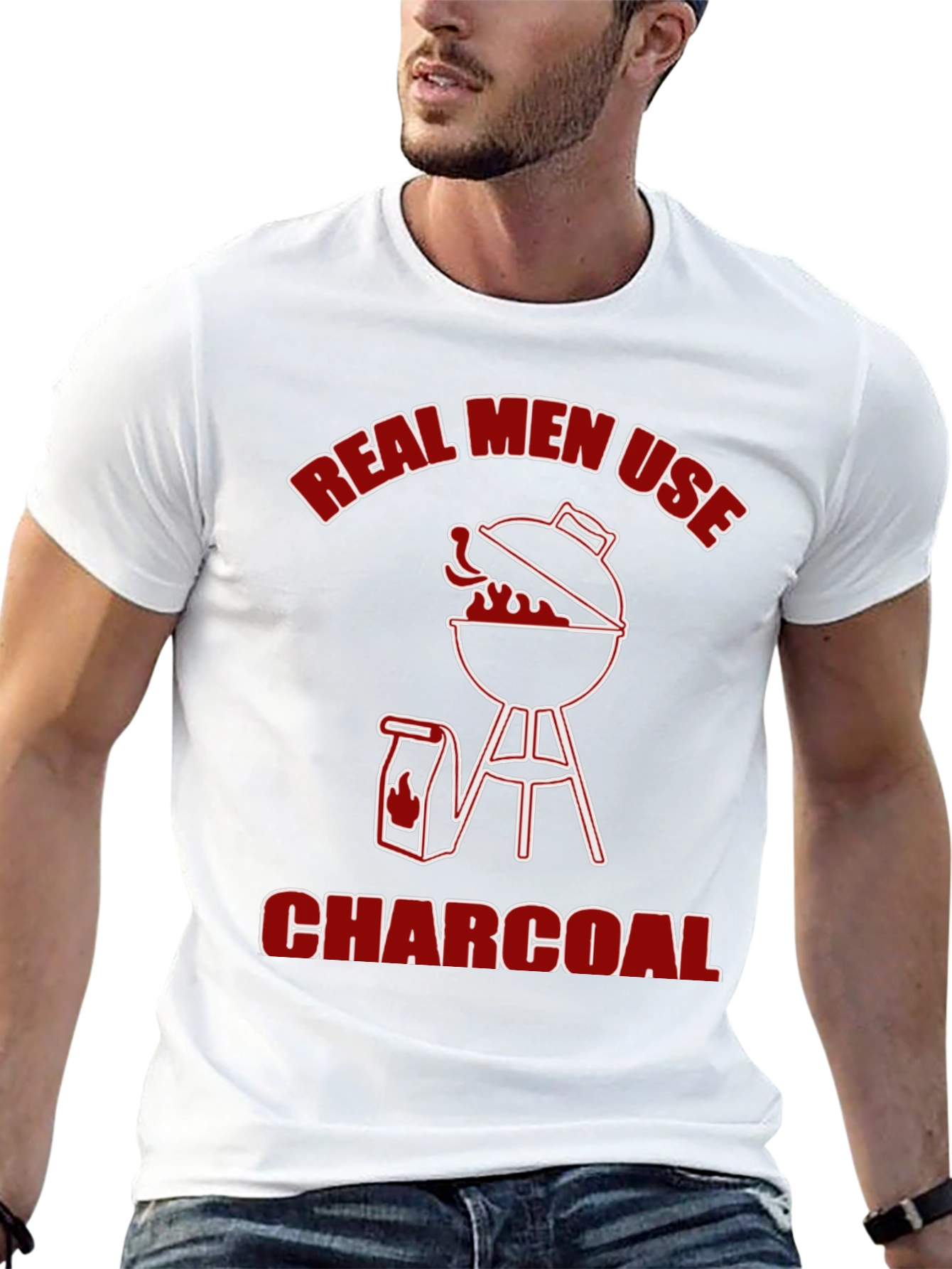 Real Men Use Charcoal BBQ Graphic Tee