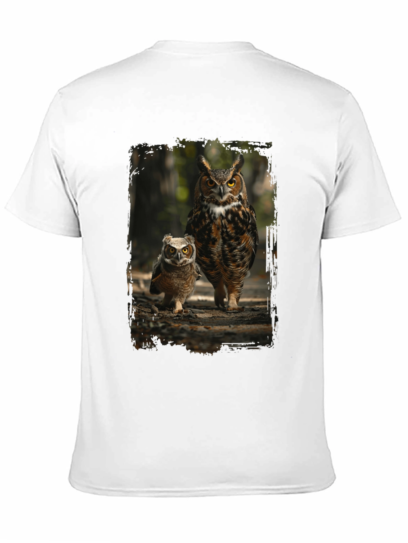 Owl Family Graphic Tee - Nature Lovers Black T-Shirt