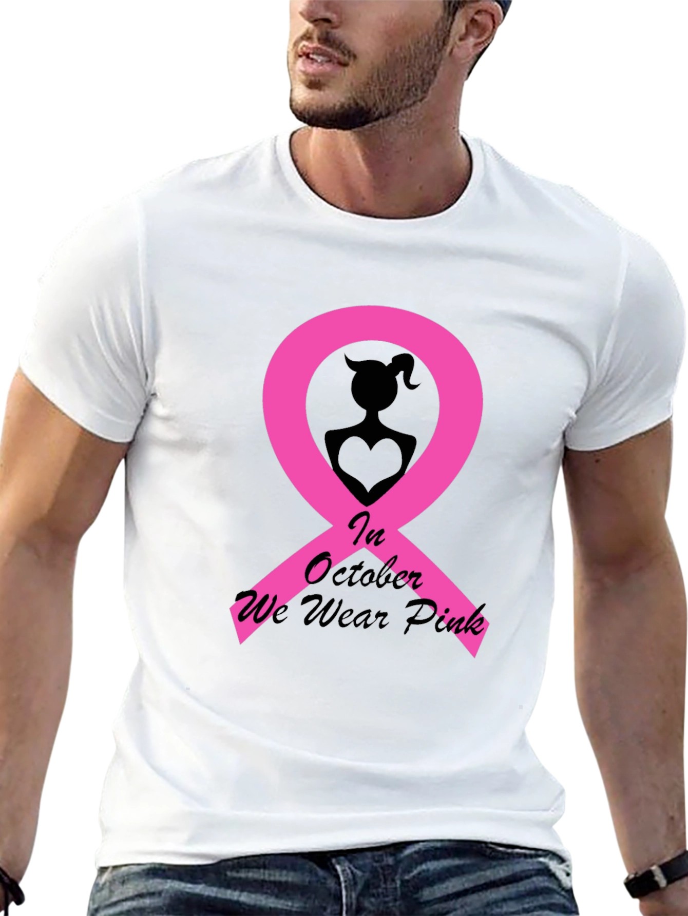 October Breast Cancer Awareness Pink Ribbon T-Shirt